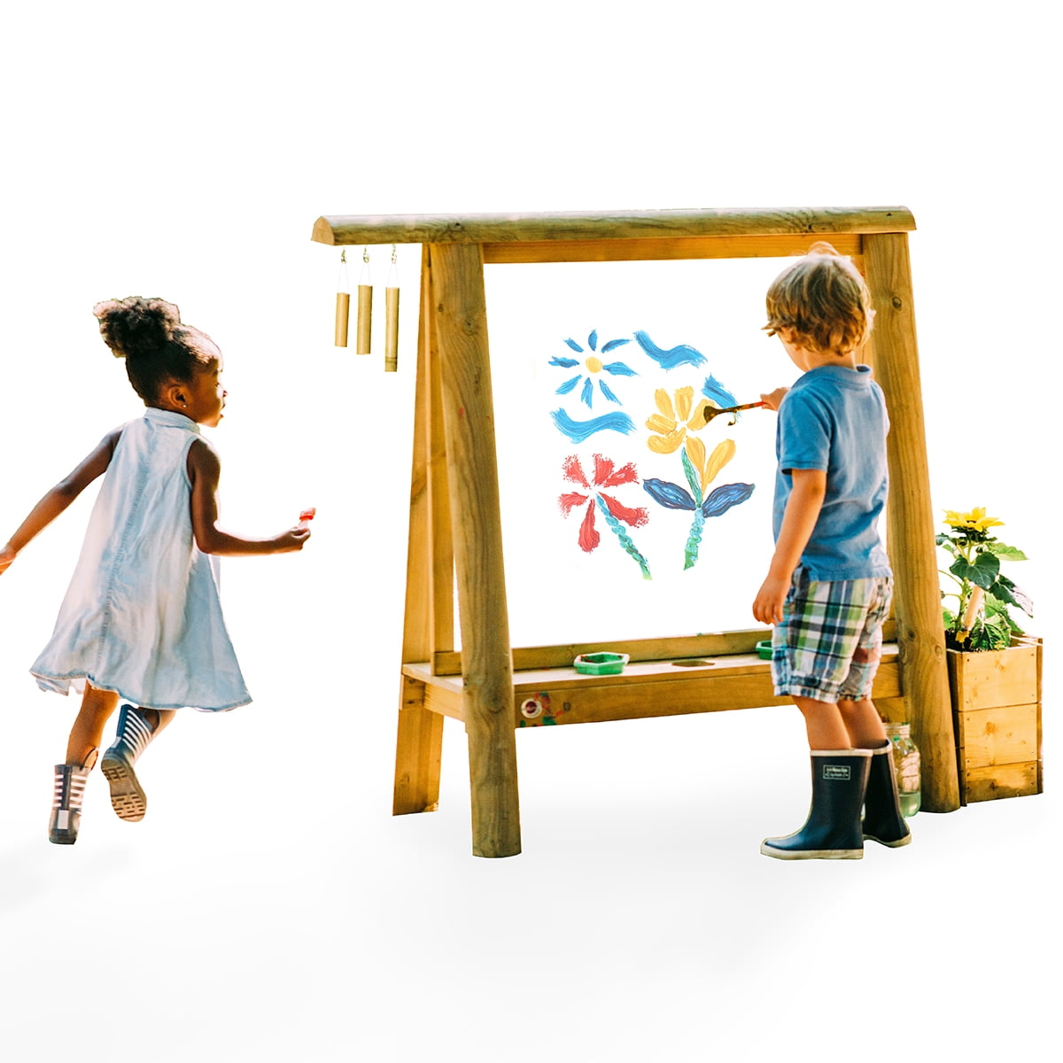 Plum Discovery Wooden Sandpit for Kids with Protective Cover and Groundsheet (59 in x 59 in x 7 in) xt1cb