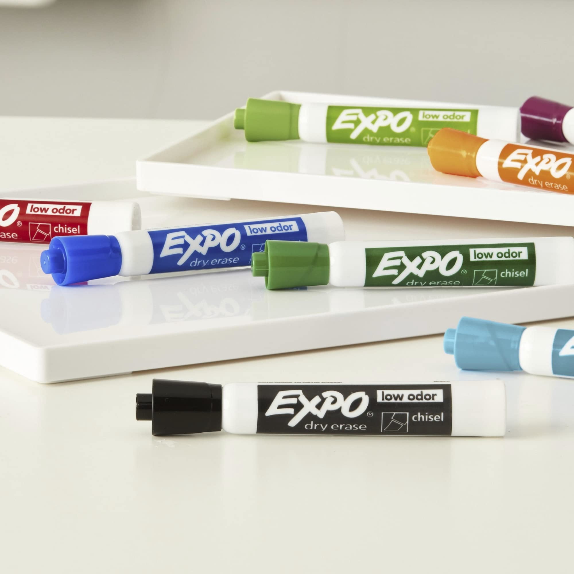Expo Dry Erase Markers, Chisel Tip, Low-Odor Ink, Whiteboard Markers (Black, 12 Count) xi9xg