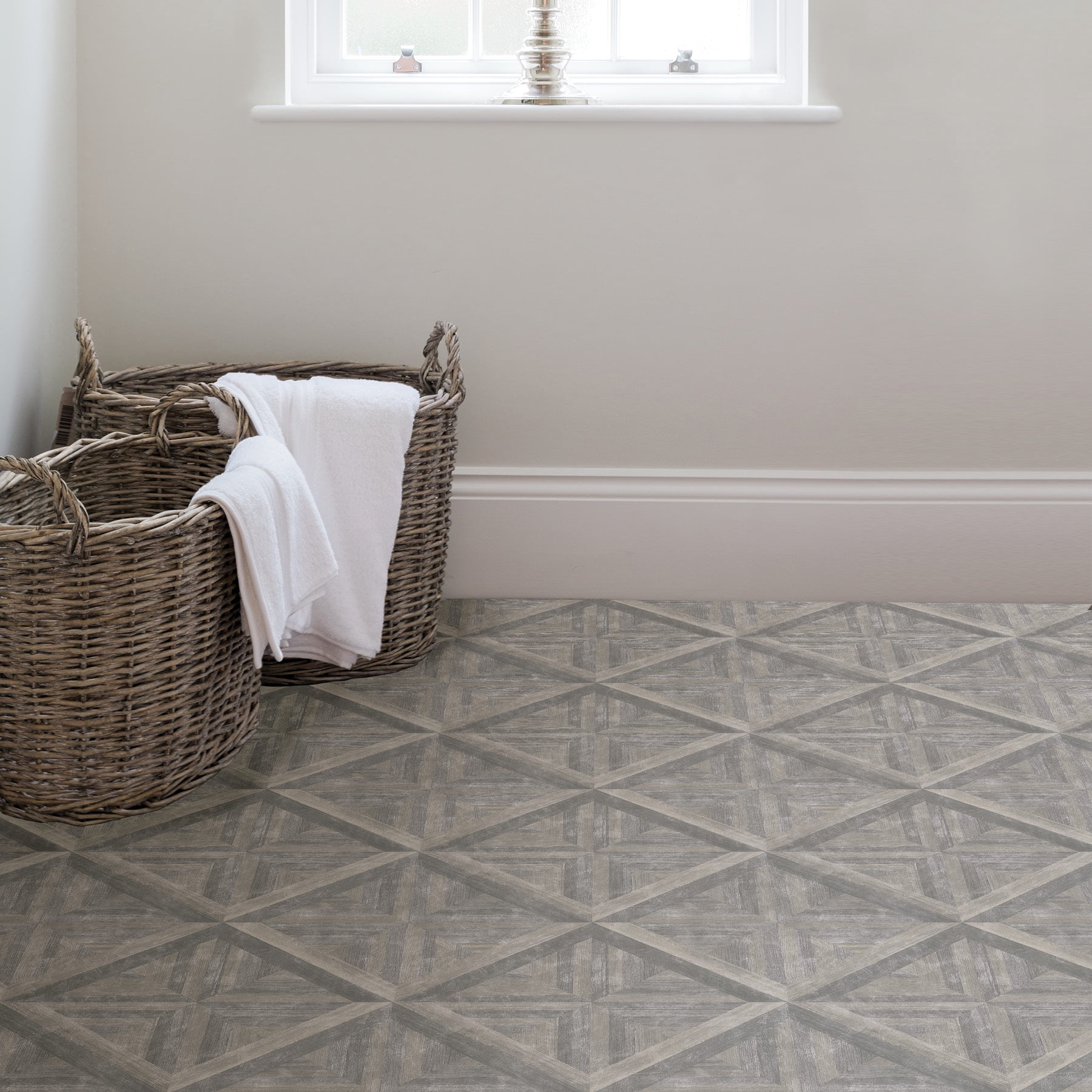 FloorPops Townhouse Peel and Stick Vinyl Floor Tiles (Grey, 10-Pack, 10 sq ft) fhse1