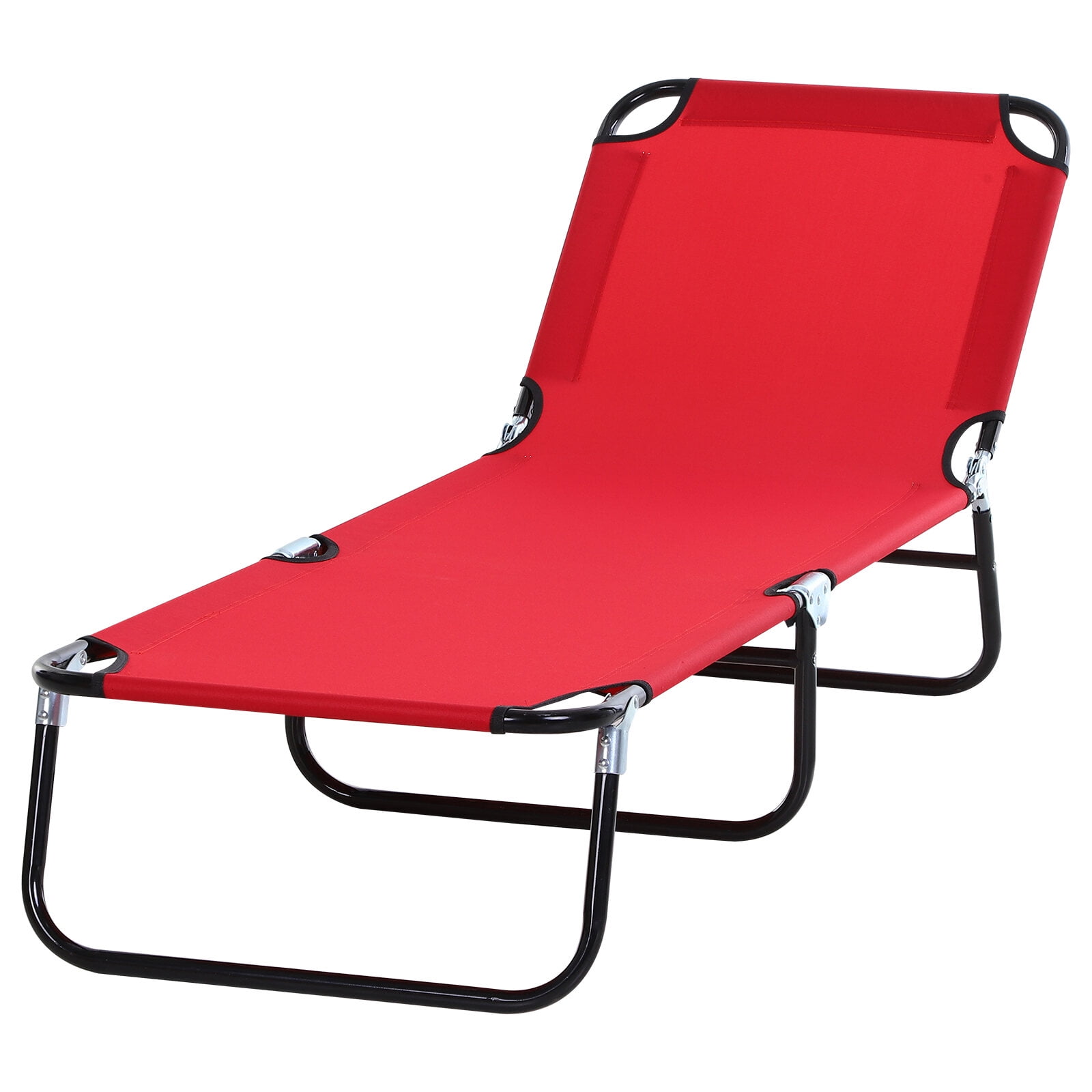 PuppyCheer 74 in Folding Chaise Lounge Chair, 5-Position Reclining Pool and Beach Chair (Red, 74 in x 22 in) sf53x