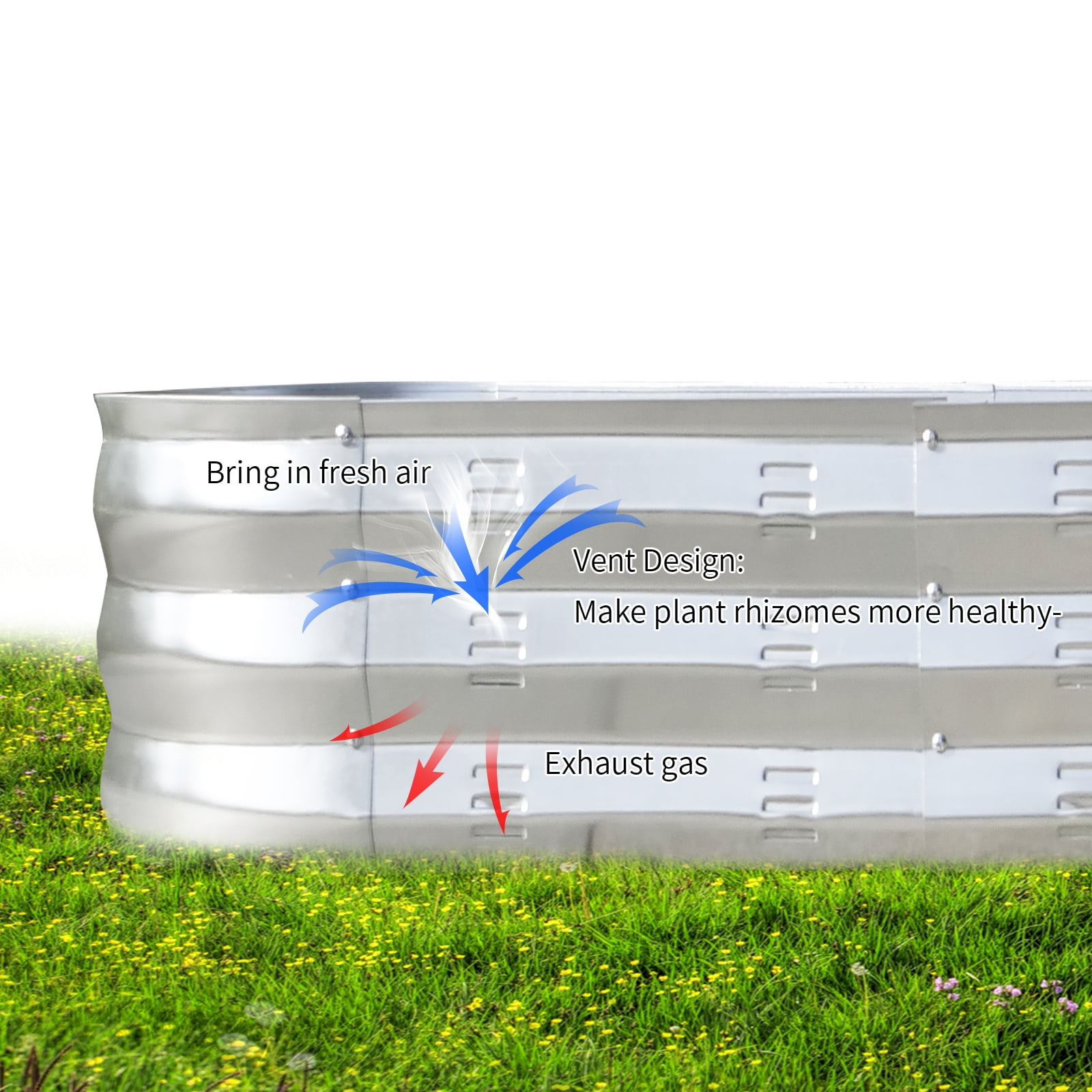 Nana Guard Galvanized Metal Raised Garden Bed, Heavy-Duty Outdoor Planter Box (Silver, 67 in x 20 in x 10 in) mzfkv