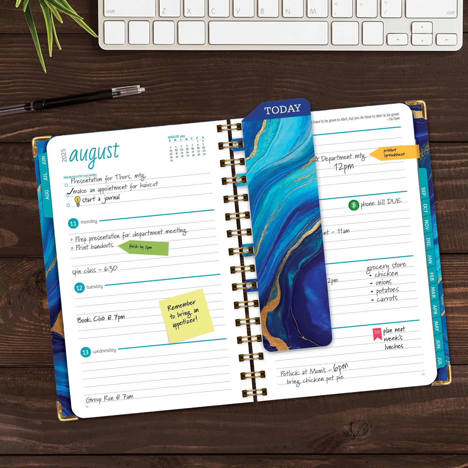Global Printed Products Academic Planner 2025-2026 (Dark Blue Marble, 5.5 in x 8 in) olgem