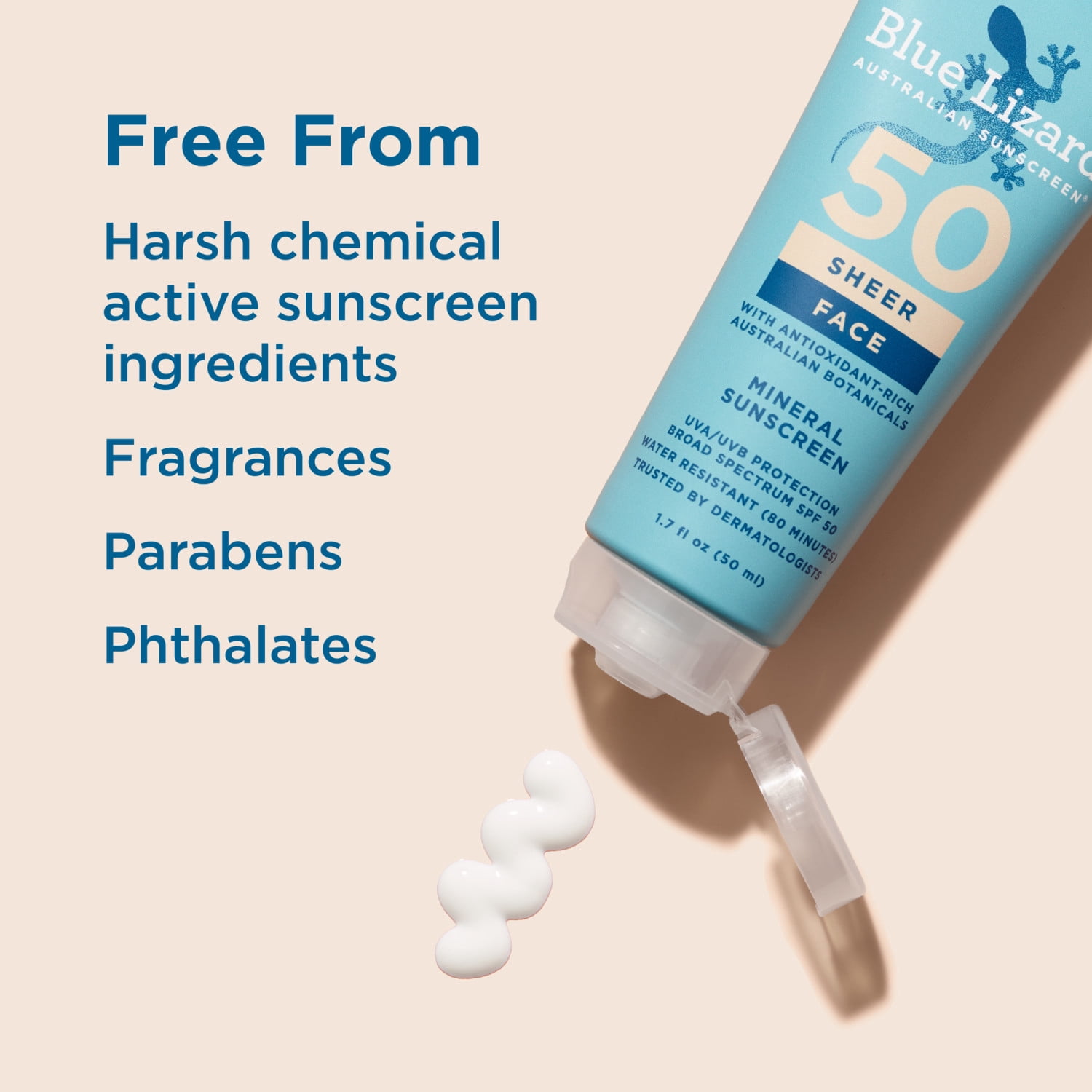 Blue Lizard Sheer Face Mineral SPF 50 Sunscreen Lotion (Clear, 1.7 fl oz) 6rpse