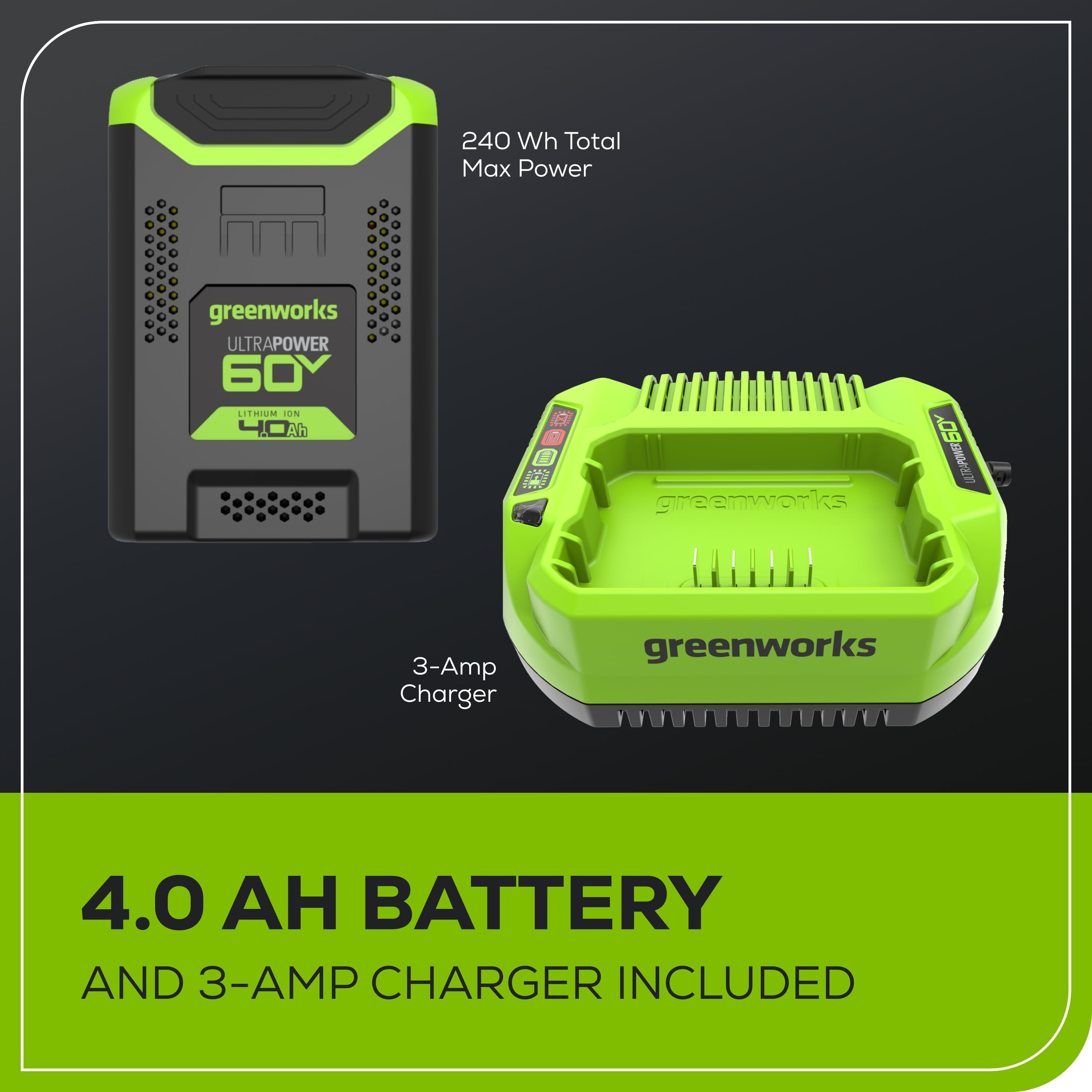Greenworks 60V 18 in Brushless Chainsaw with 4.0 Ah Battery and 3 Amp Charger (Green, 18 in) yqokq