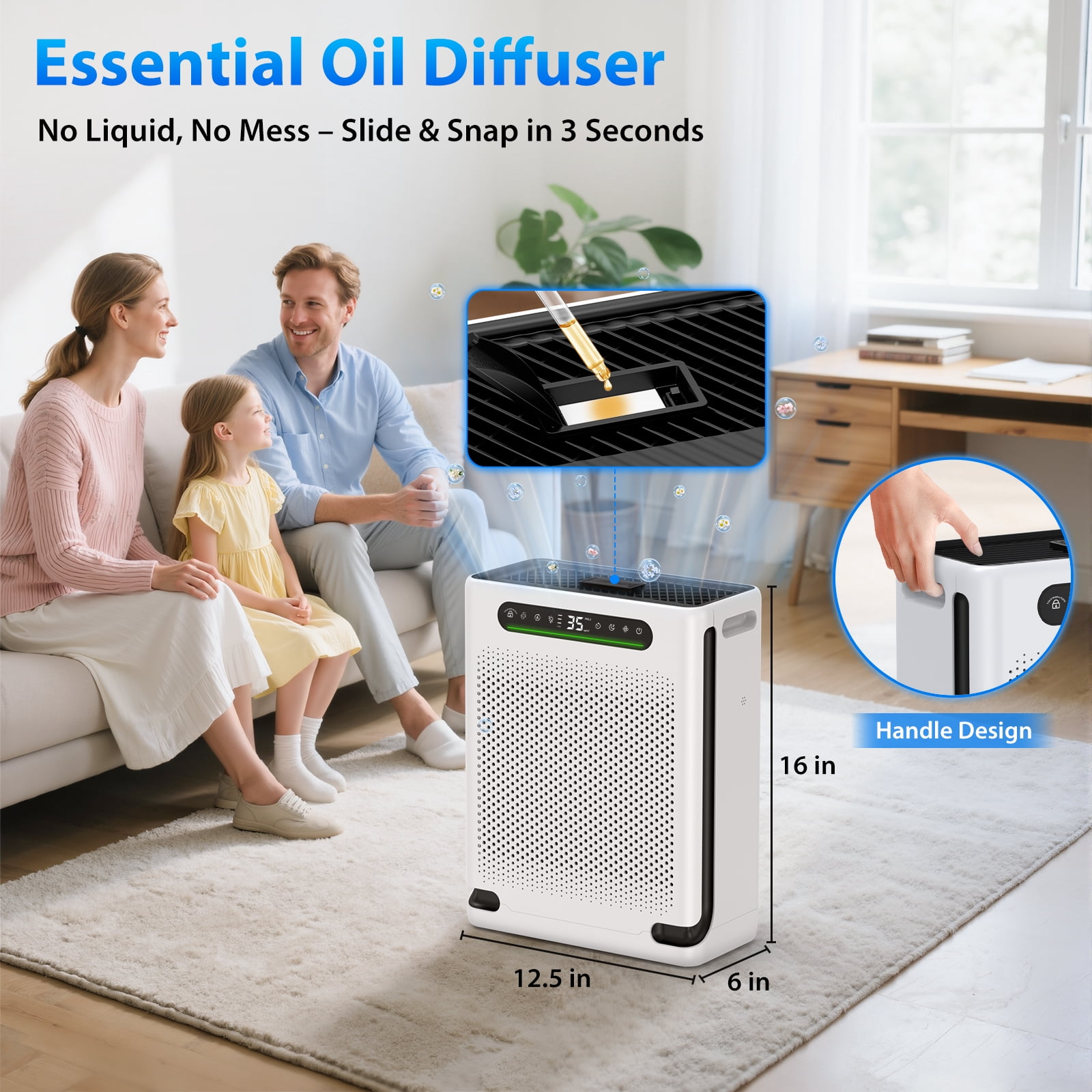 Aeitto HEPA Air Purifier for Large Rooms, Smart Air Cleaner with PM2.5 Sensor and Sleep Mode (White, 2600 sq ft) kav5a