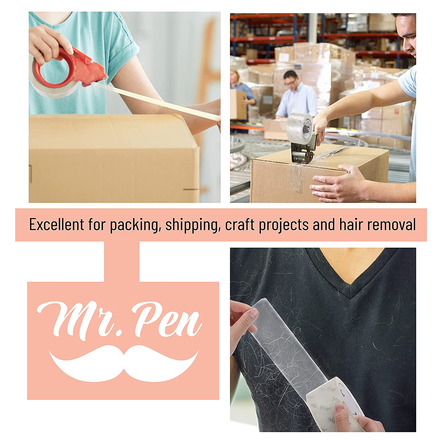 Mr. Pen Packing Tape, Heavy-Duty Shipping and Packaging Tape, Clear Adhesive for Moving and Storage (6 Pack, 2 in x 60 yd) leetz