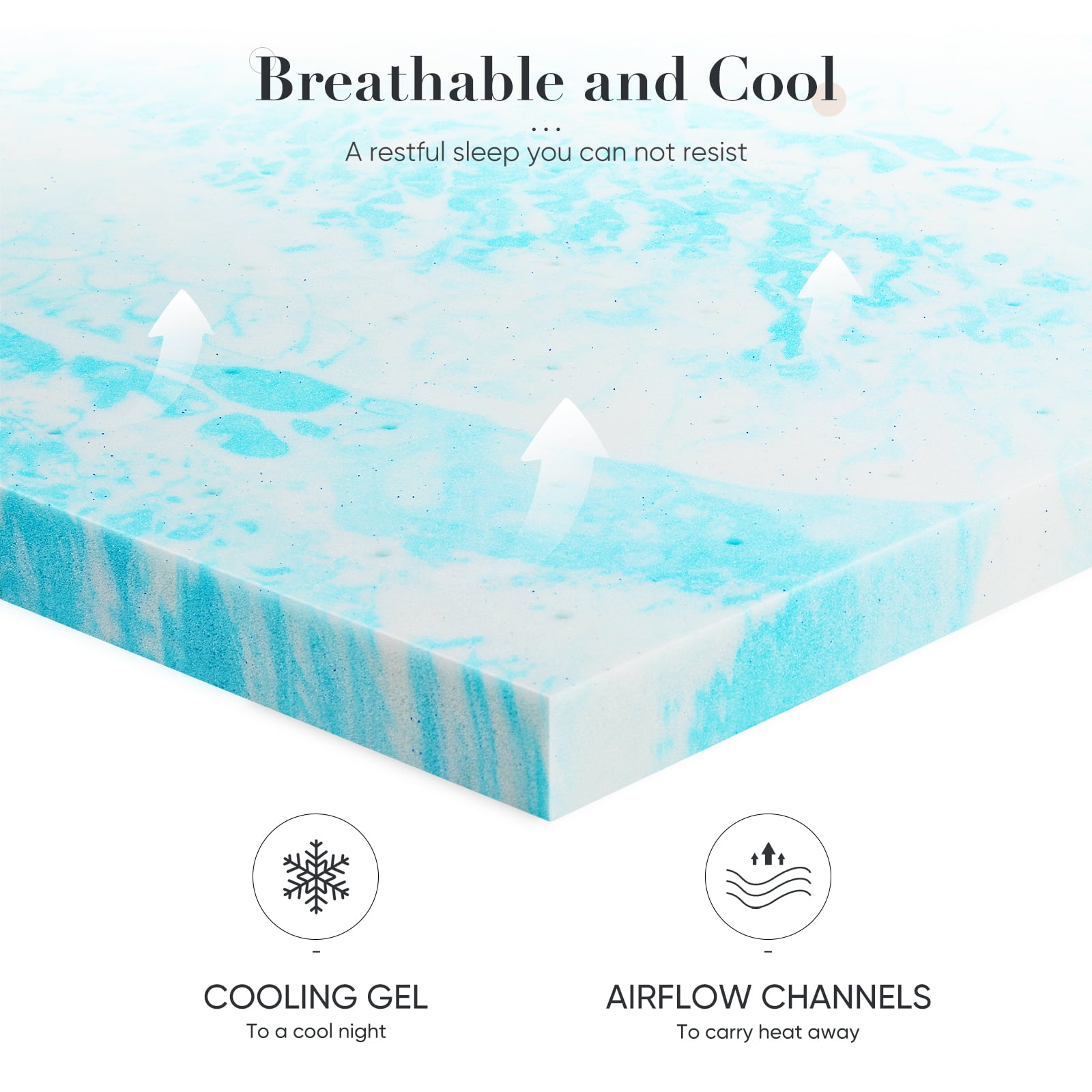 CONCETTA 3 Inch Memory Foam Mattress Topper with Cooling Gel (Full Size) o9tk2