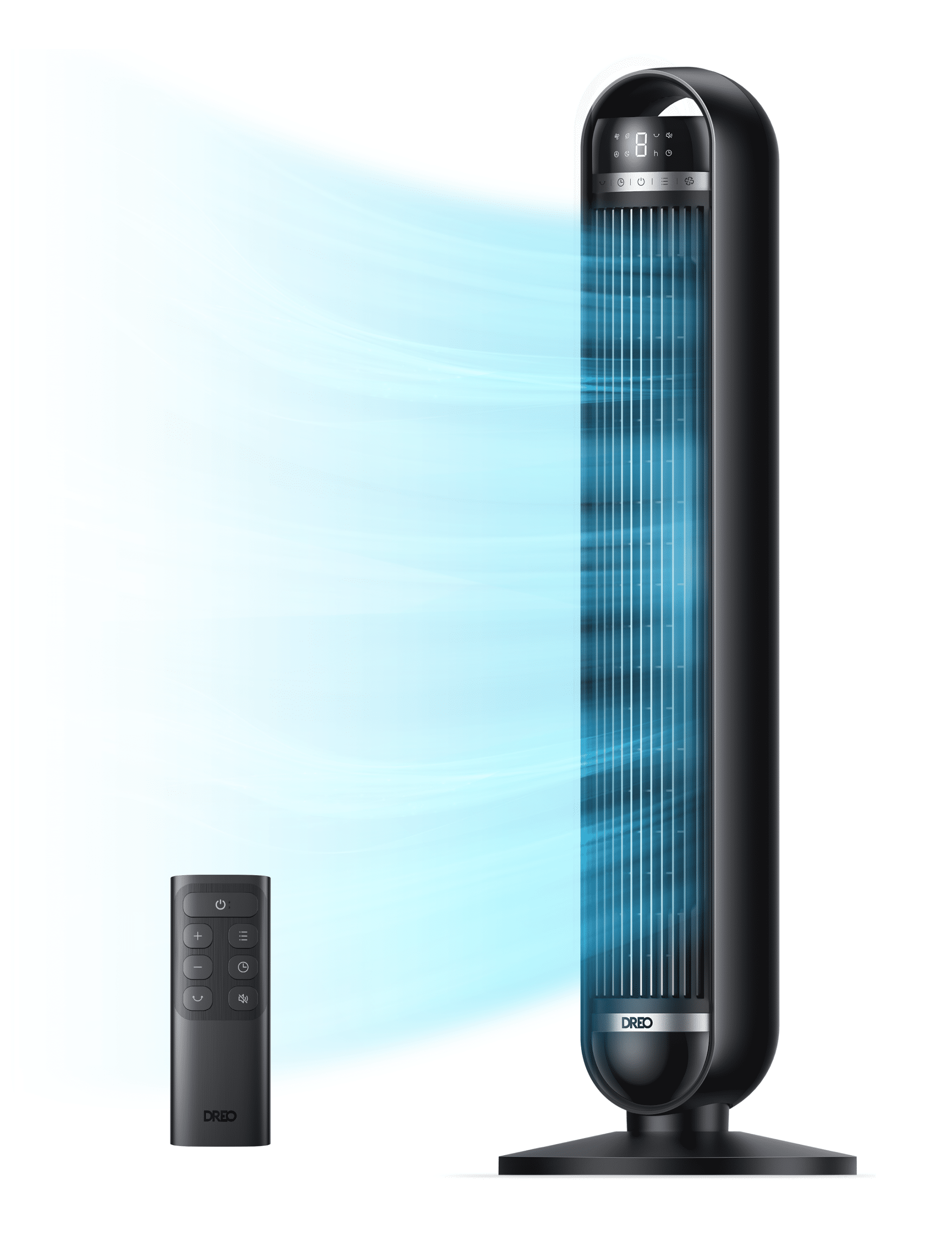 DREO Nomad DC Tower Fan, Quiet Oscillating Floor Fan with Remote Control (Black, 36 in) v825l