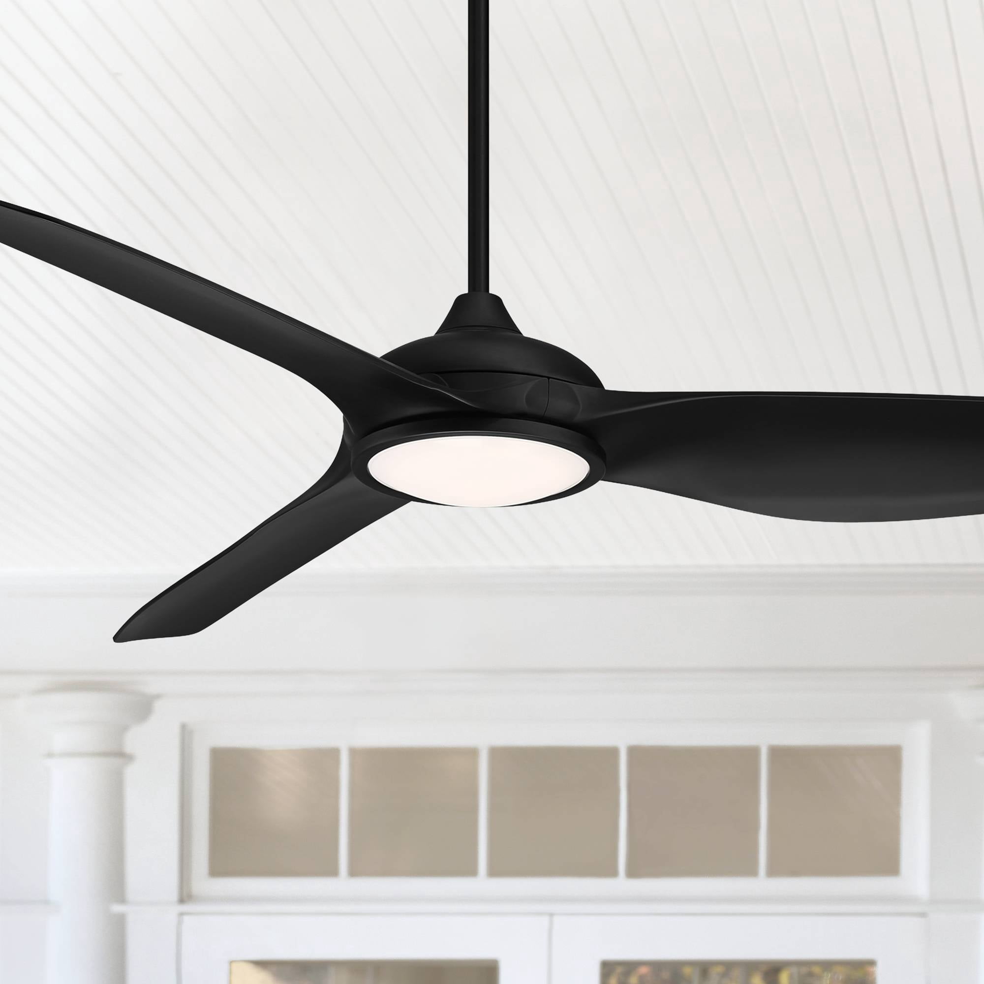 Possini Euro Design Modern Indoor Outdoor Ceiling Fan with Dimmable LED Light and Remote Control (Matte Black, 60 in) wvcts