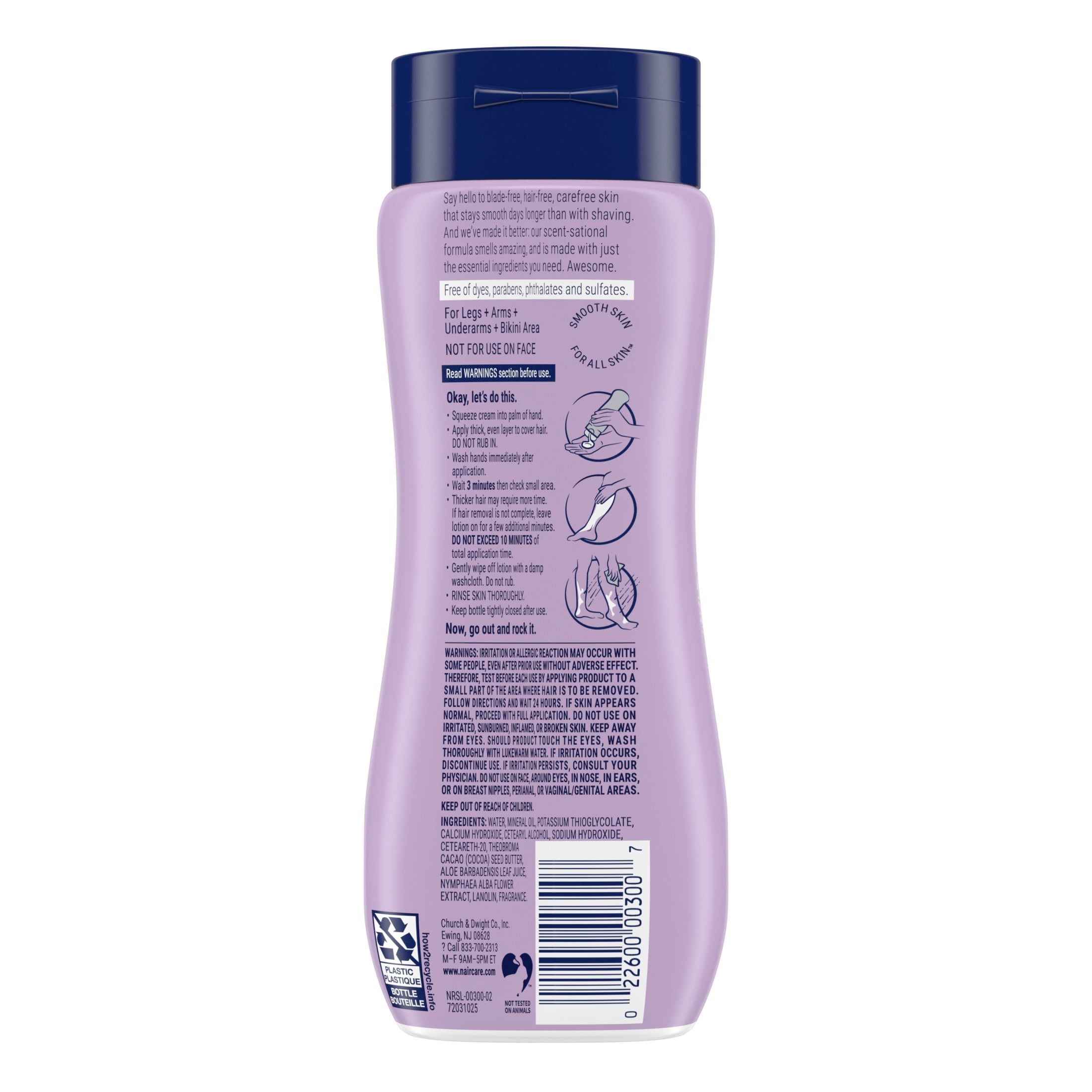 Nair Body Cream Hair Remover, Depilatory Lotion for Smooth Skin, Soothing Aloe and Water Lily (7.9 oz) nsikq