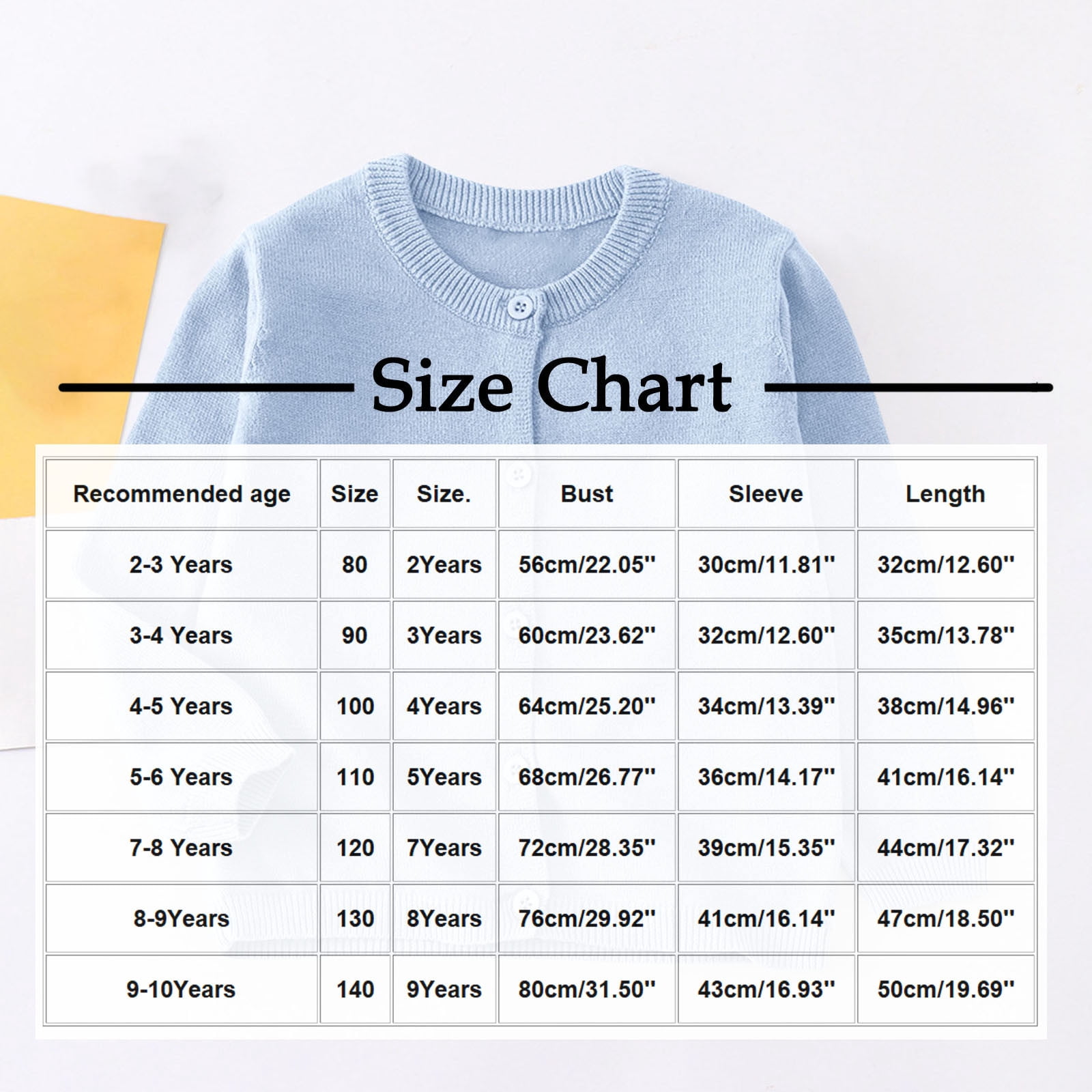 FAIWAD Kids Crewneck Button Front Cardigan Sweater (Yellow, 6-7 Years) q0eb2