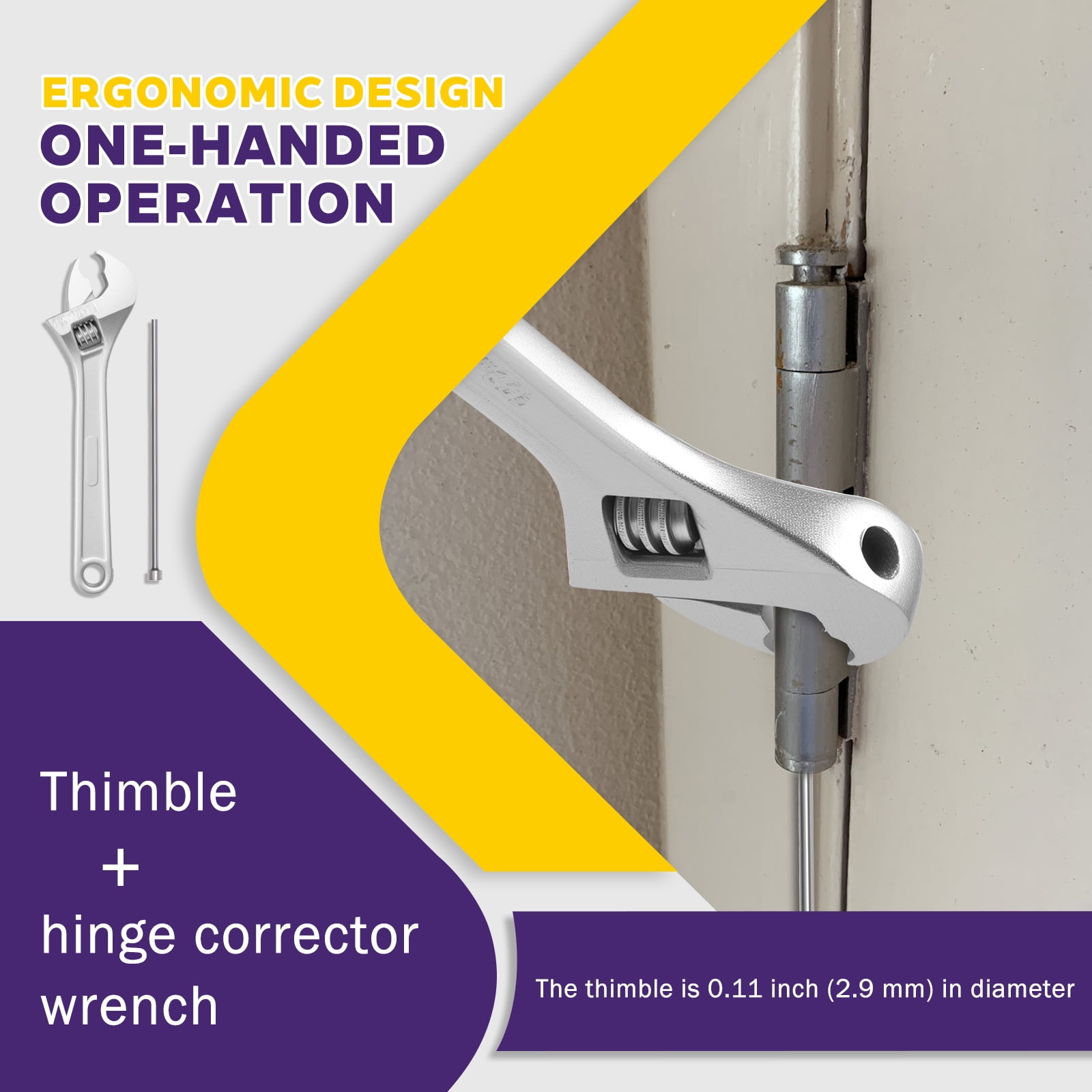 Adifare Stainless Steel Door Hinge Adjustment Tool with Pin Remover for 0.51 to 0.71 in Knuckles (Silver) wjjrk