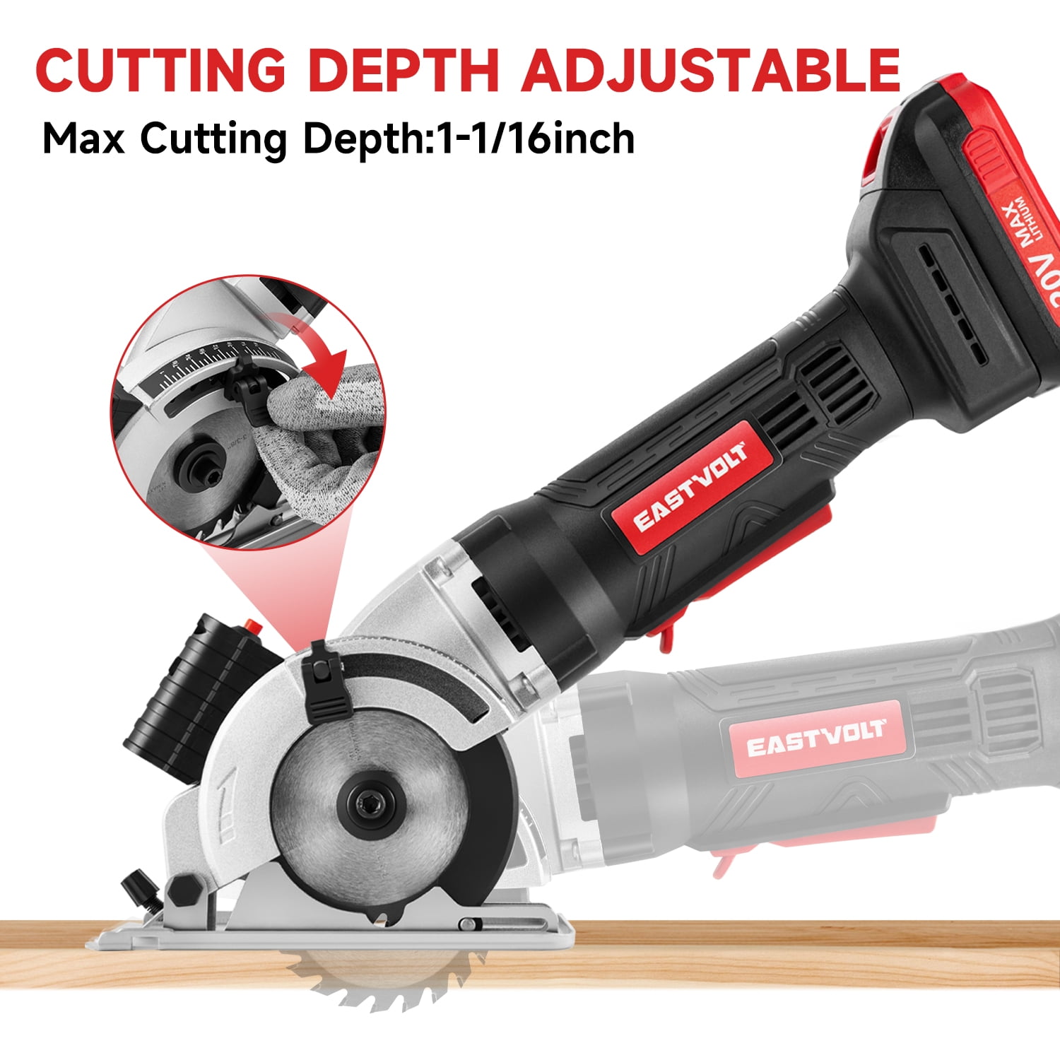 Eastvolt 20V Cordless Circular Saw, Compact Power Tool for Wood and Tile (3.37 in, 4500 RPM) gl1hn