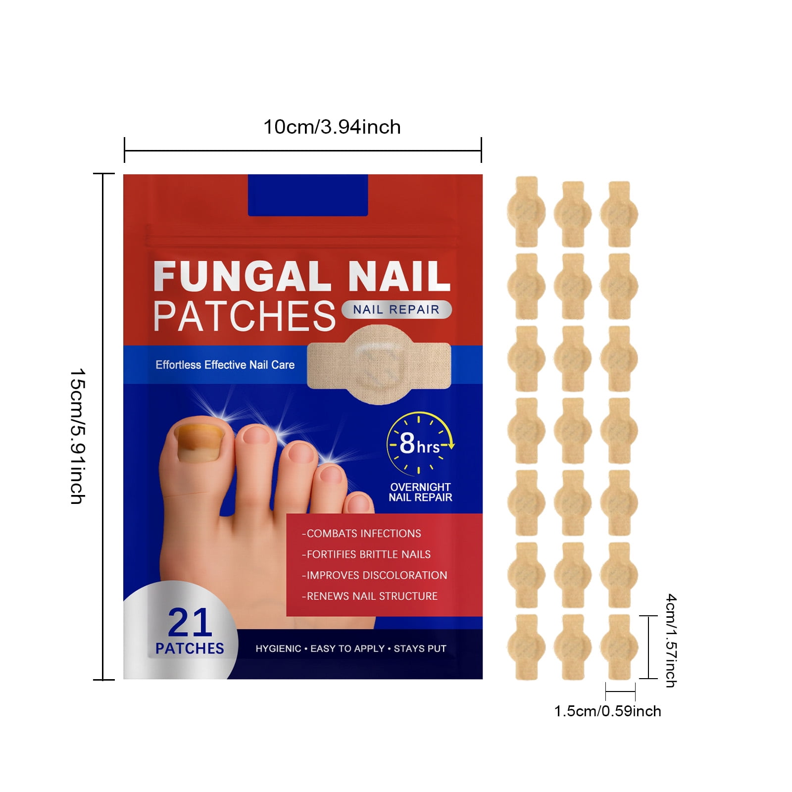 Cassiu Pearl Fungal Nail Patches, Hydrogel Nail Care Treatment for Discoloration and Repair (21 Count, 2 Pack) mmfgp