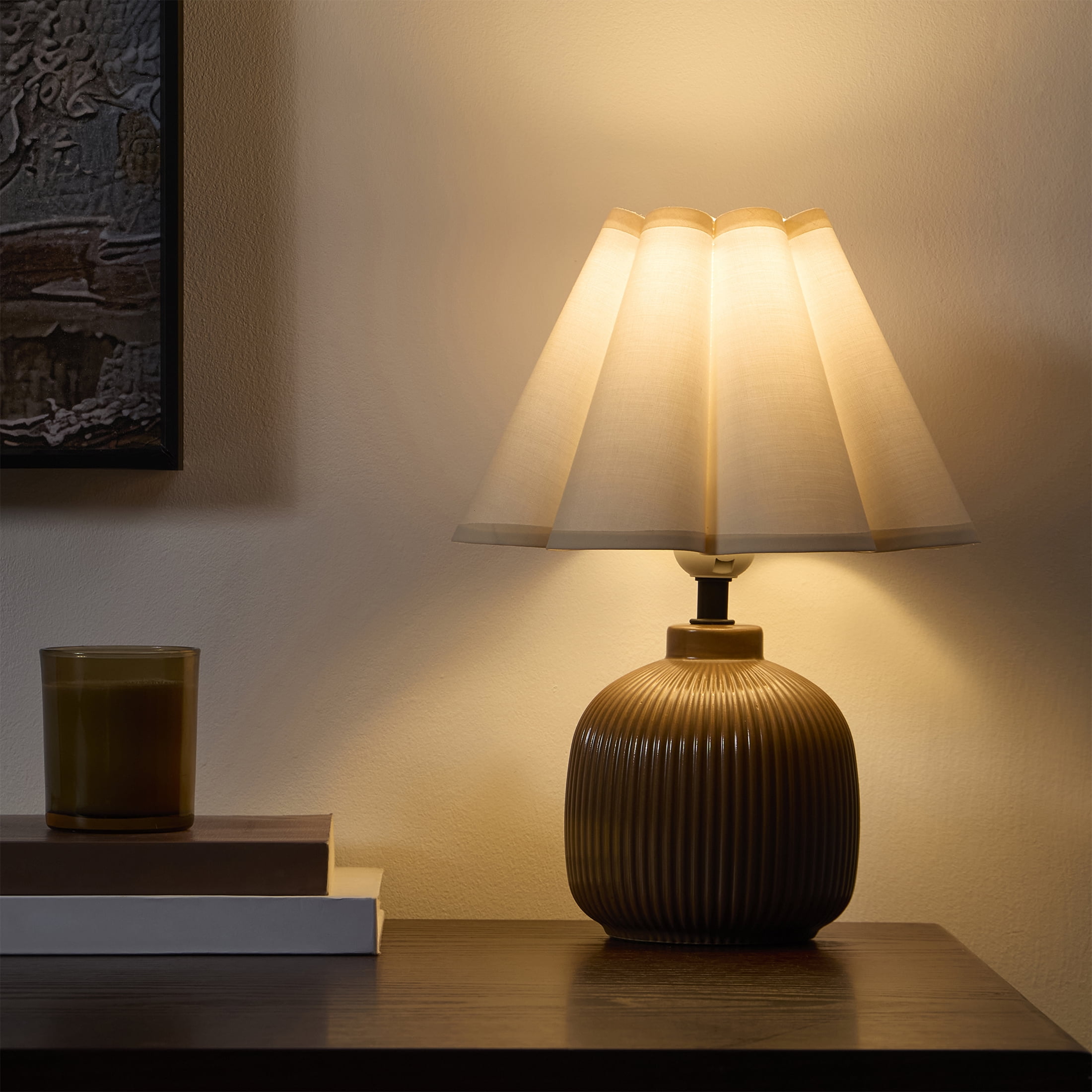 Home Decor Collection Modern Ceramic Accent Table Lamp (Brown, 12.25 in) k76qc