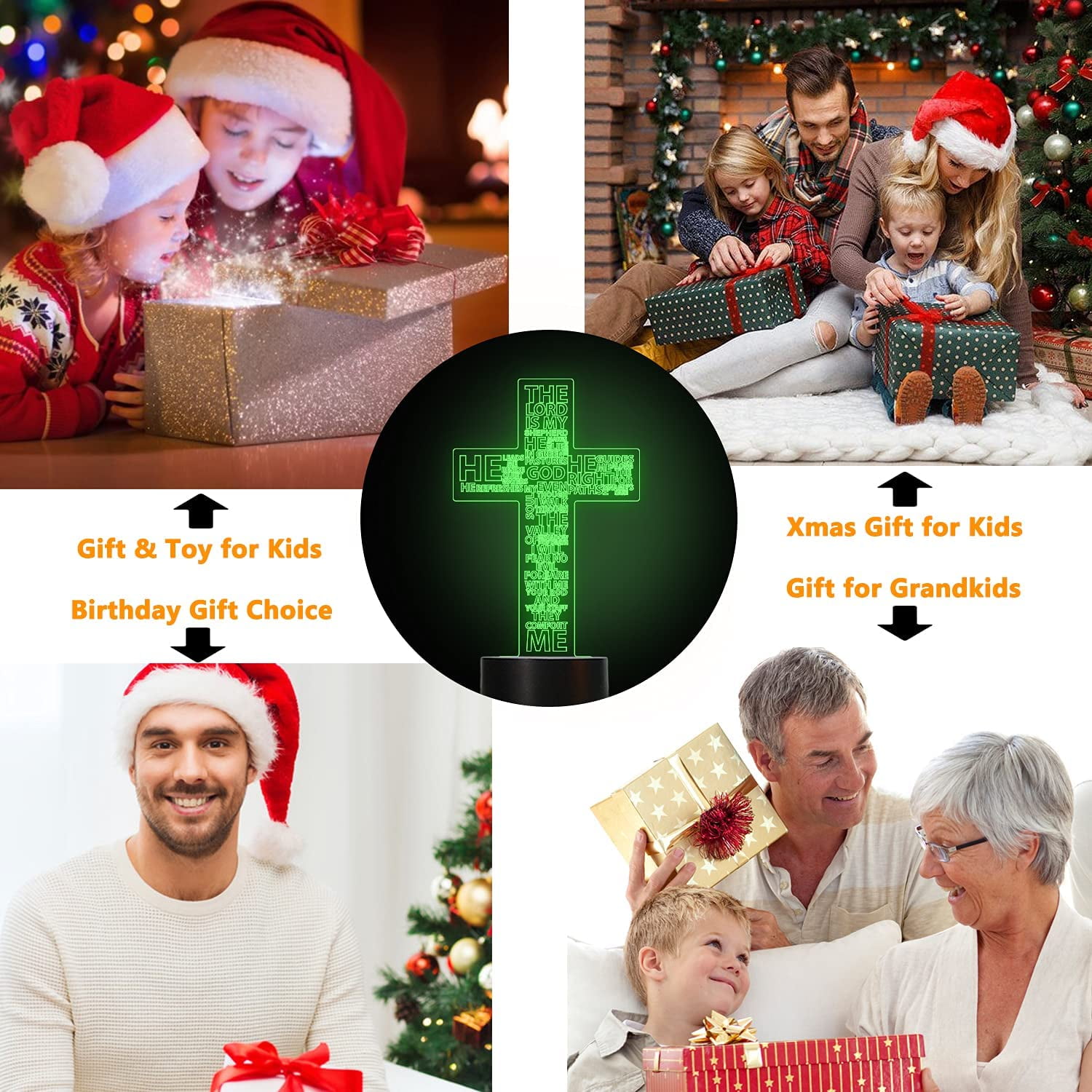Ysitian Jesus Cross 3D Night Light, LED Optical Illusion Lamp with Remote Control (16 Colors, 8 in) wkyj6