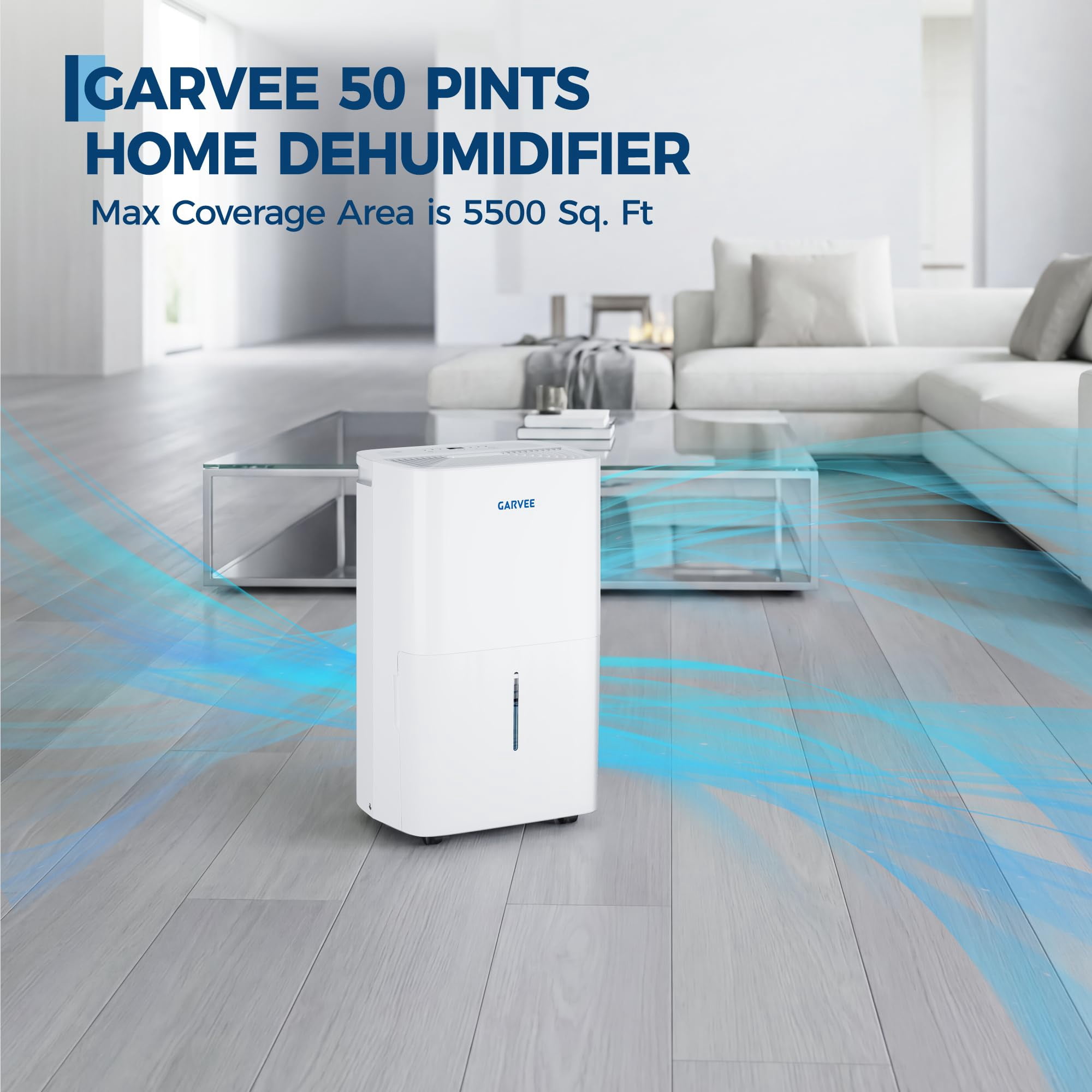GarveeLife Dehumidifier for Basement and Home, Large Room Moisture Remover with Smart Control and Washable Filter (White, 35 Pint) 5bse0