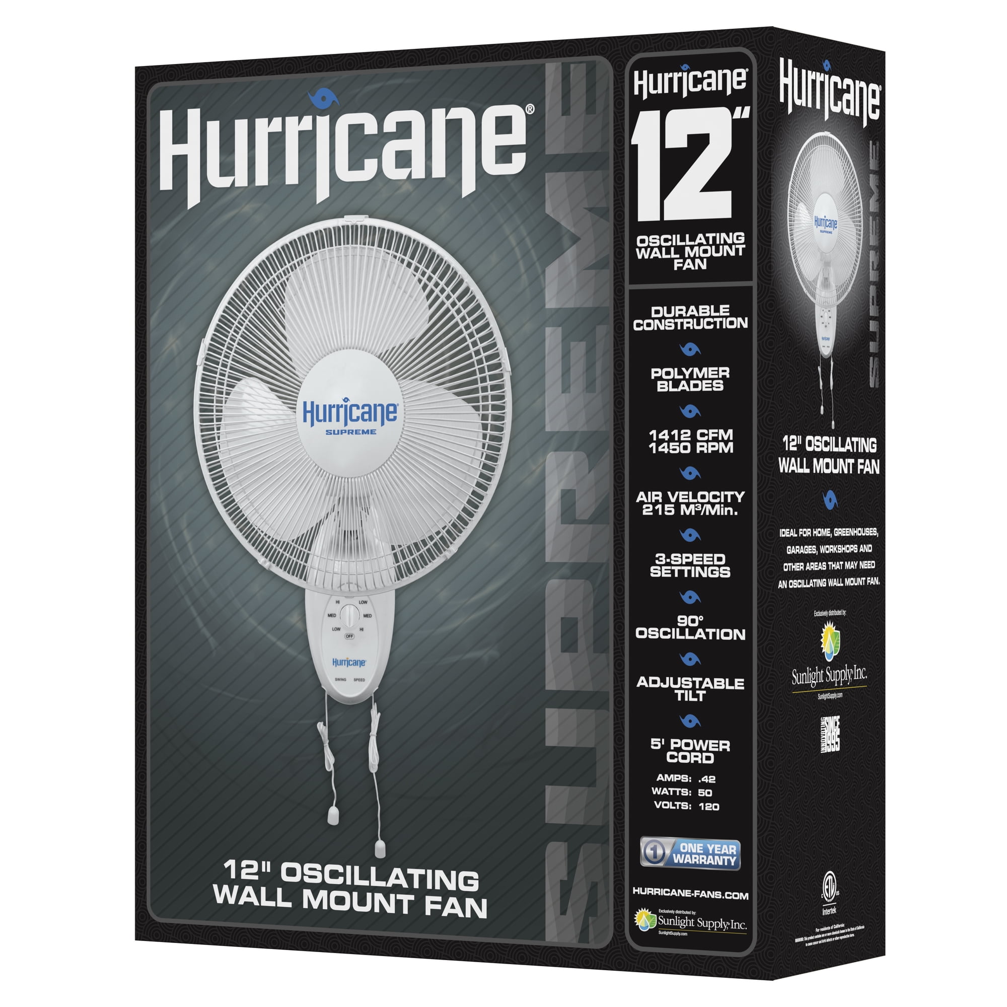 Hurricane Supreme 12 Inch Oscillating Wall Mount Fan (White, 12 in) kgolw