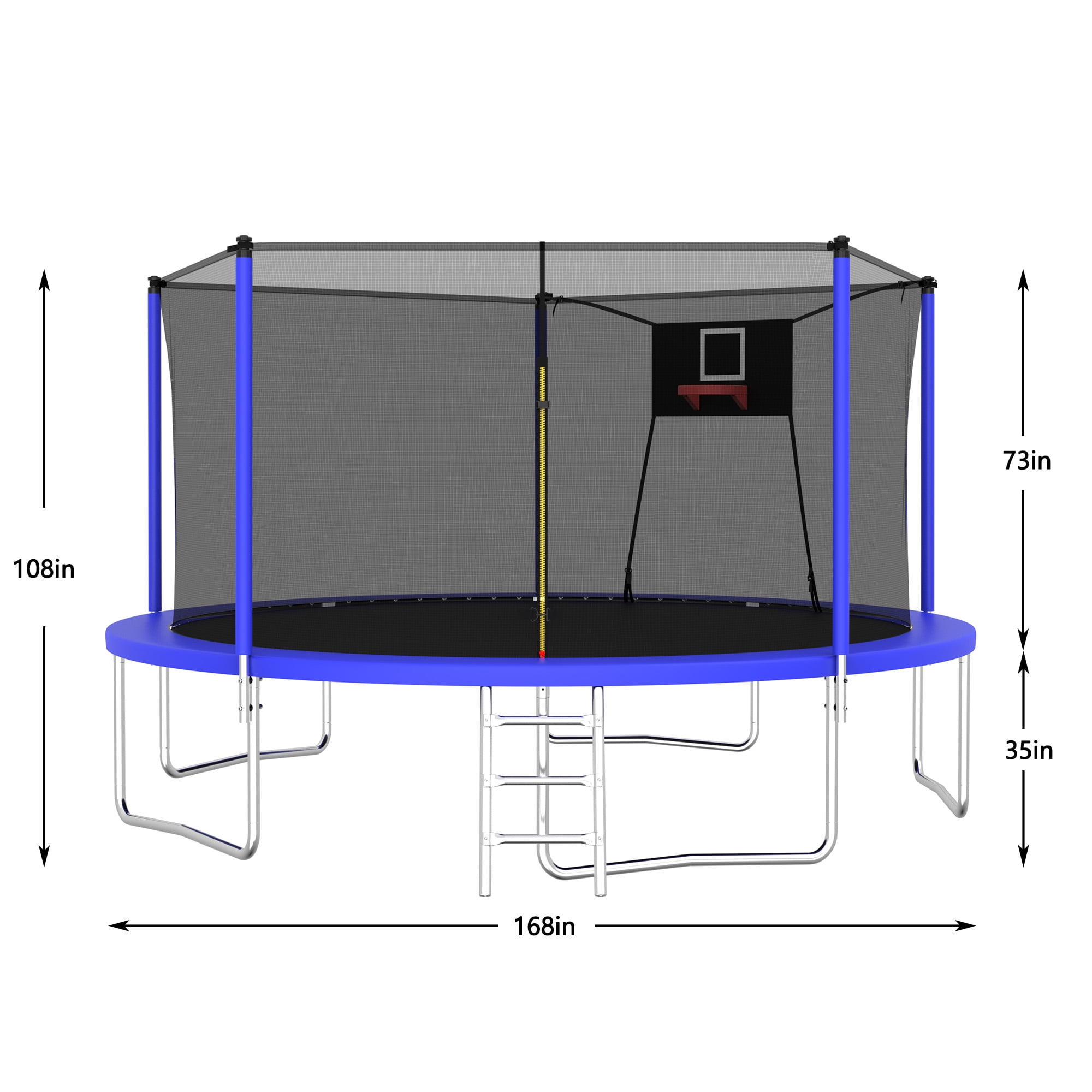 Segmart 14 ft Round Outdoor Trampoline with Enclosure, Basketball Hoop, and Ladder (Blue, 14 ft) ufxpn