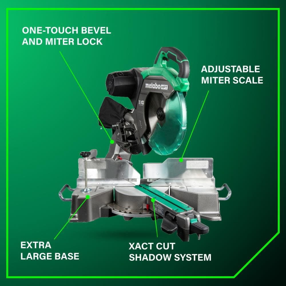 Metabo HPT 12-In Dual Bevel Sliding Miter Saw (C12RSH3, 4000 RPM) qi1rc