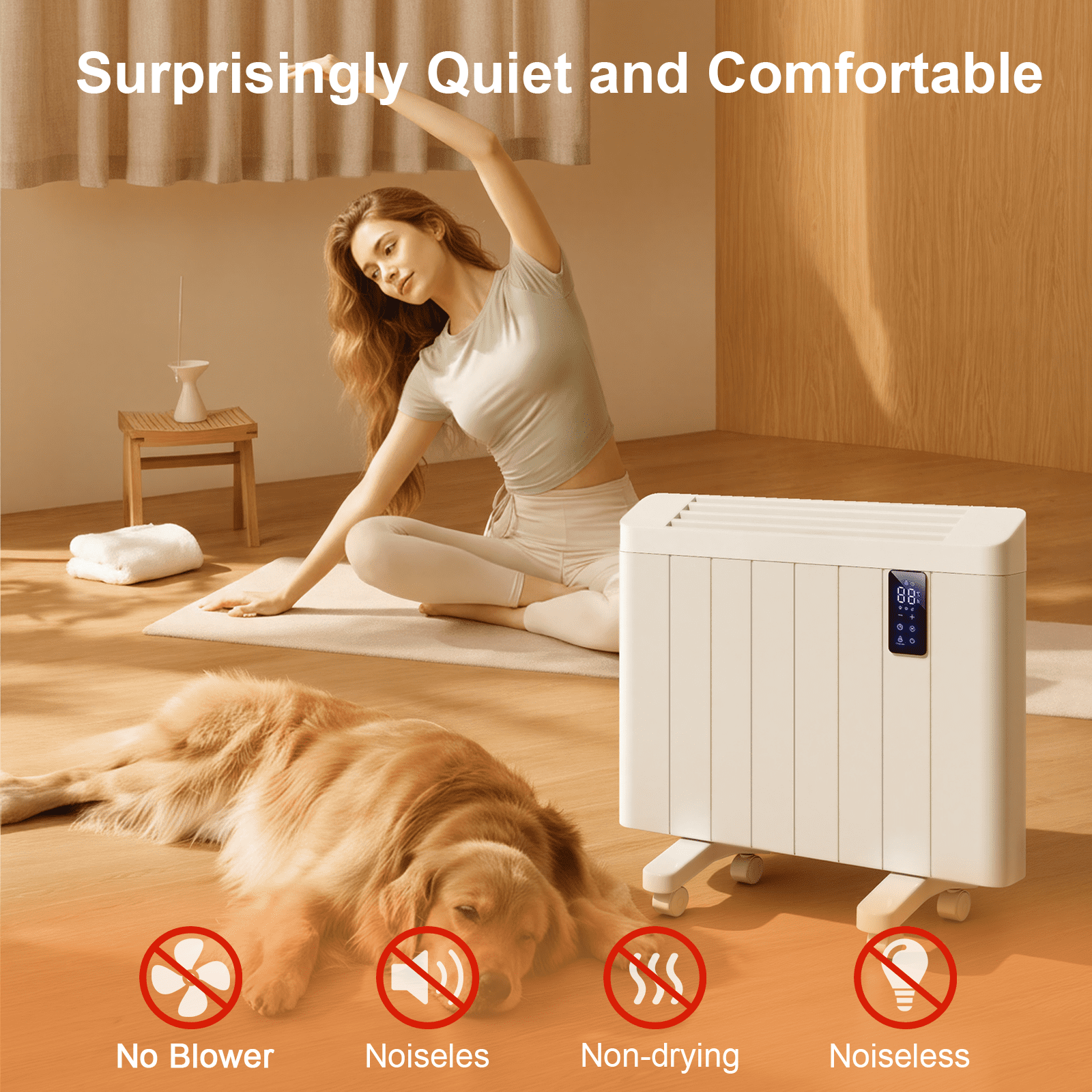 Rocyis 800W Convection Panel Heater, Ultra Quiet Wall Mount Electric Space Heater with Remote & Timer (White, 150 sq.ft) zmuwo