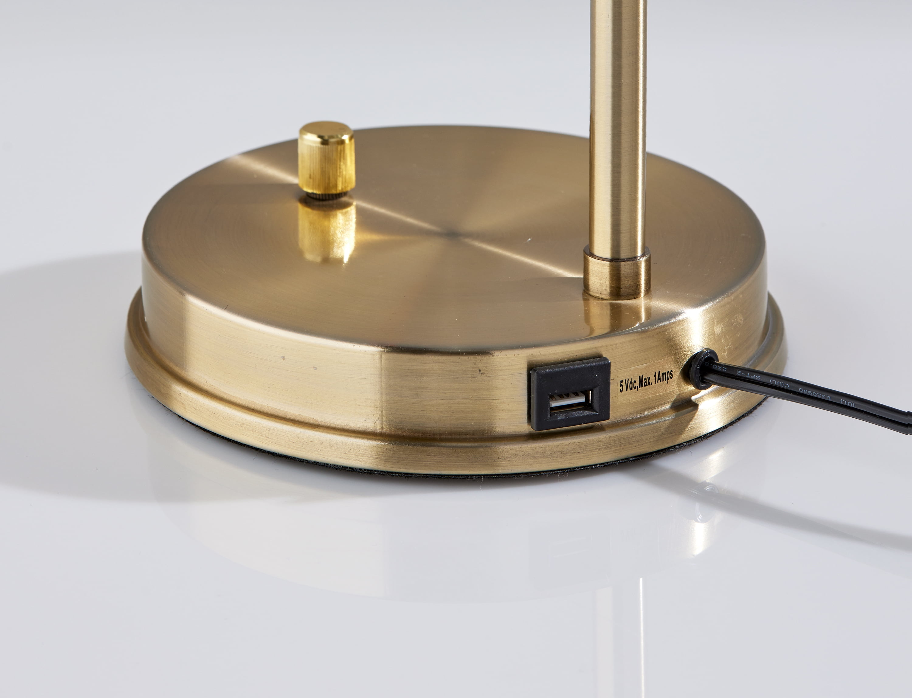 Better Homes & Gardens Metal Desk Lamp with USB Port and Glass Shade (Gold, 20.5 in) aojj5