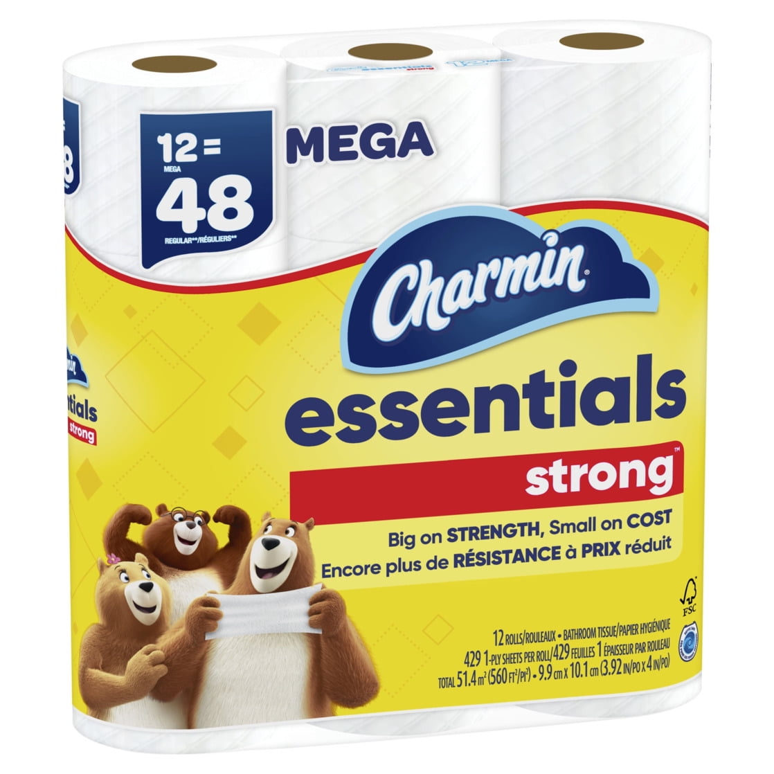 Charmin Essentials Strong Toilet Paper (12 Mega Rolls, 429 Sheets Per Roll) bjtvg