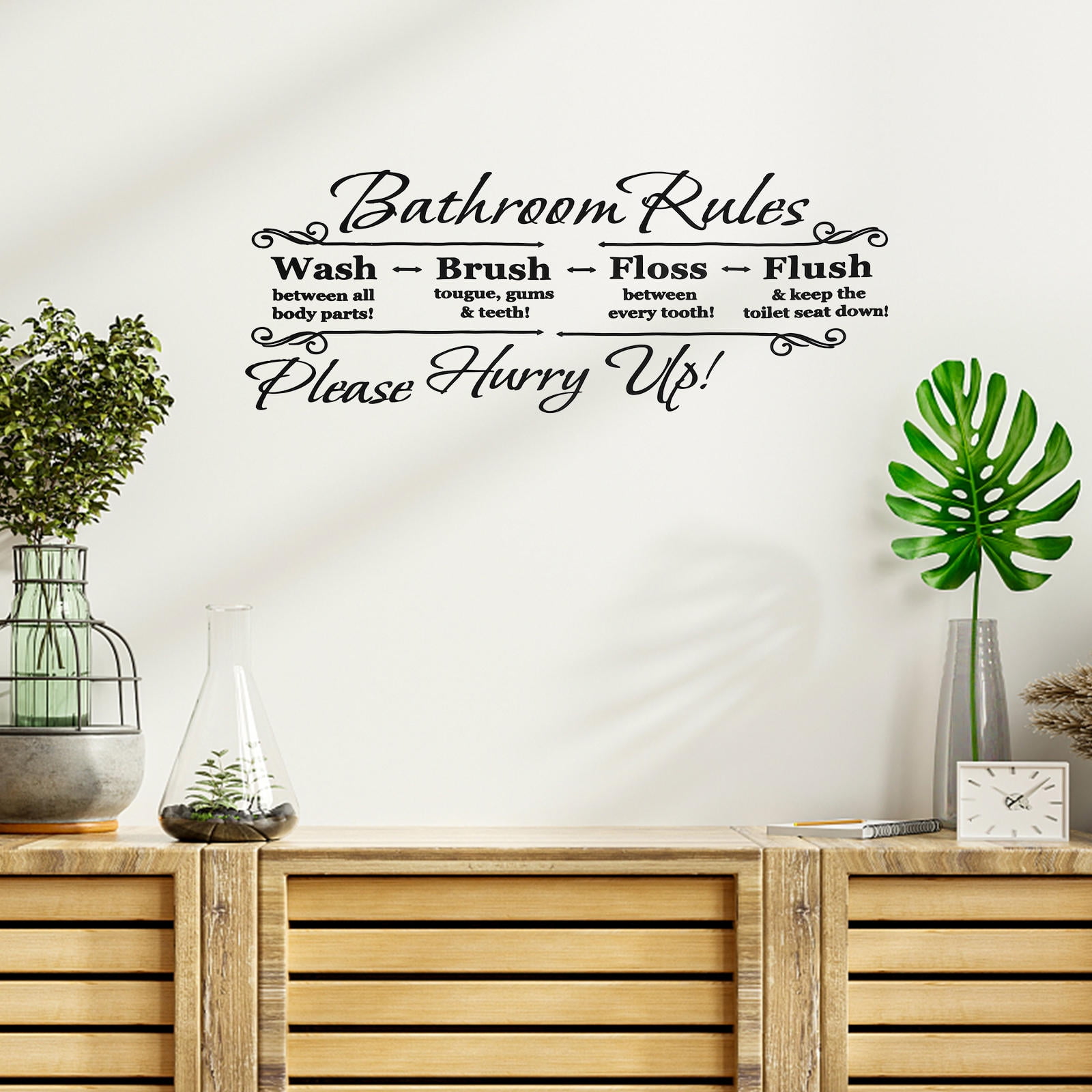 Masteelf Bathroom Rules Wall Decal, Funny Home Decor Sticker for Restroom (Black, 1 Pack) 62rae