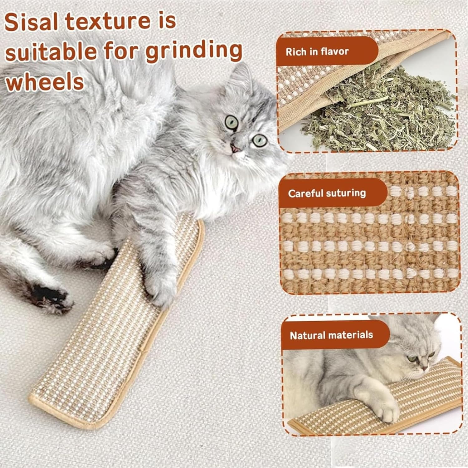 Alausala Catnip Kicker Toys for Indoor Cats, Durable Sisal Scratching Pad and Teething Toy (2 Pack, 13.4 in x 3.7 in) u94k0