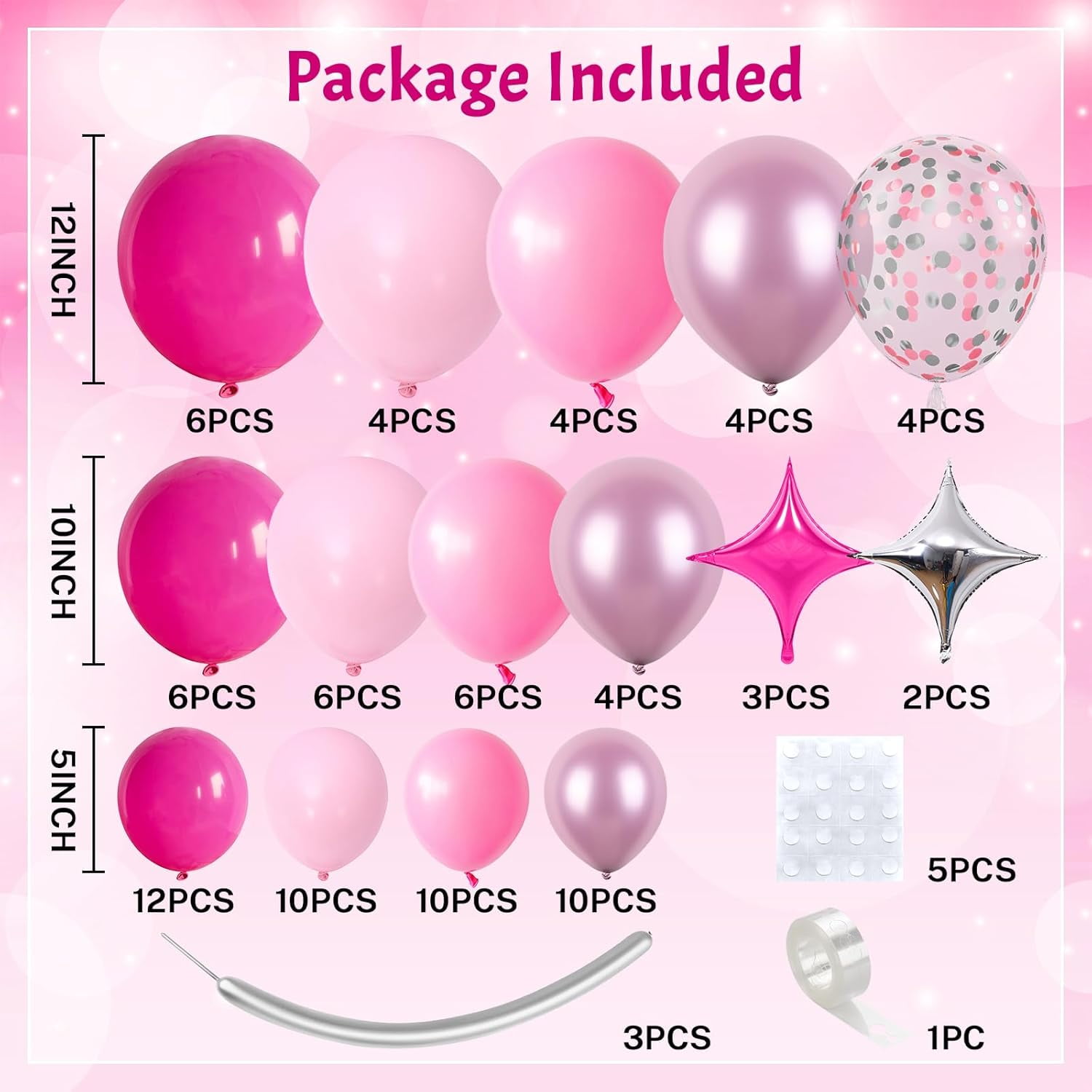Party Decor Pink Balloon Garland Arch Kit (108 Pack) y709l