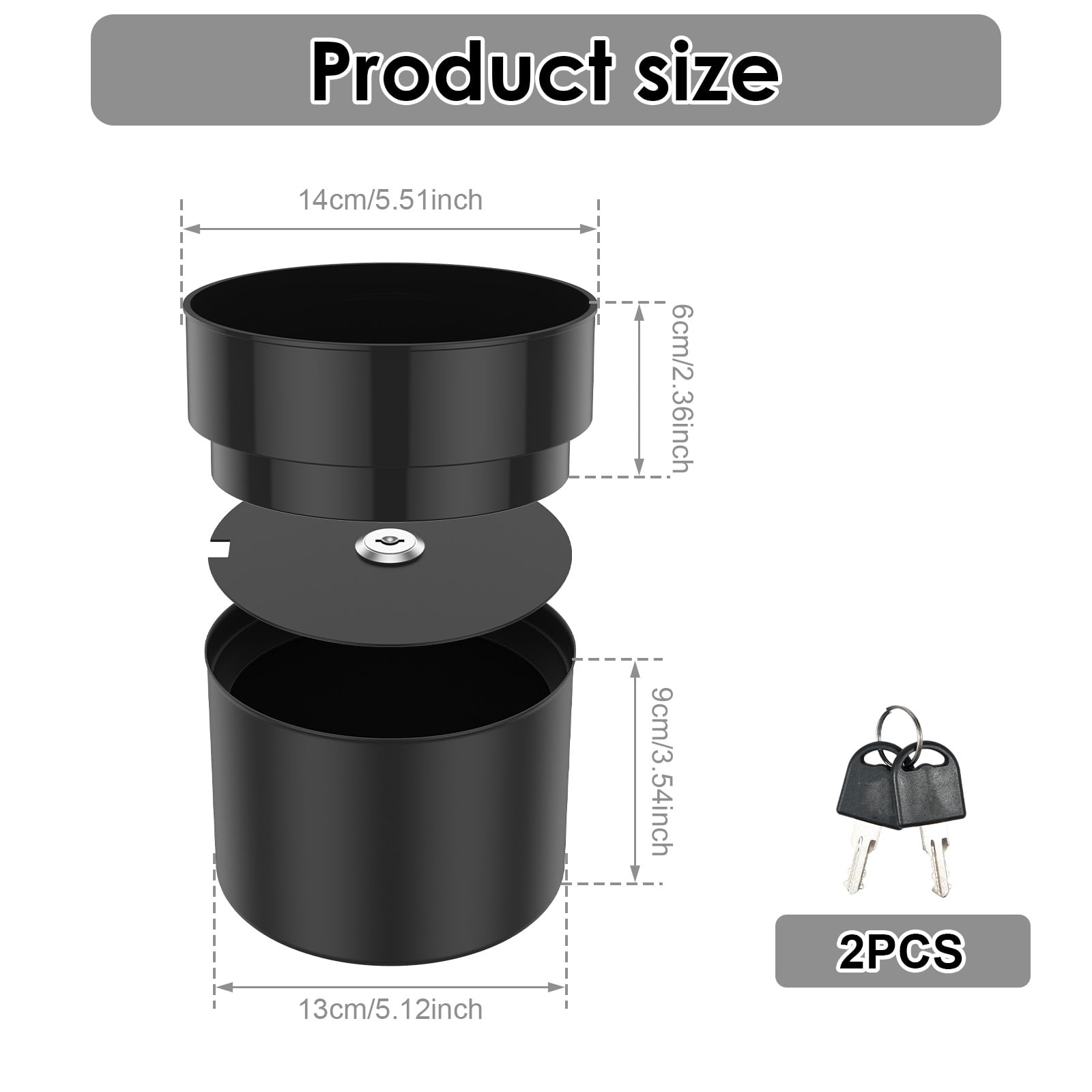 RZVNMKO Flower Pot Diversion Safe with Fireproof Money Bag and Lock (Black, 5.5 in Diameter) siffn