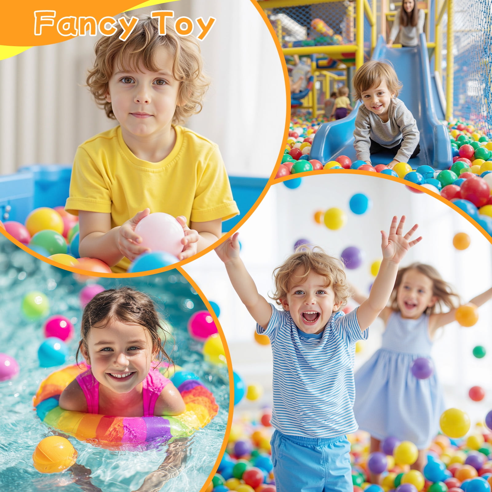 PigPigPen Ball Pit Play Balls, Crush-Resistant Plastic Sensory Toys for Toddlers (Multicolor, 50-Pack) o85y3