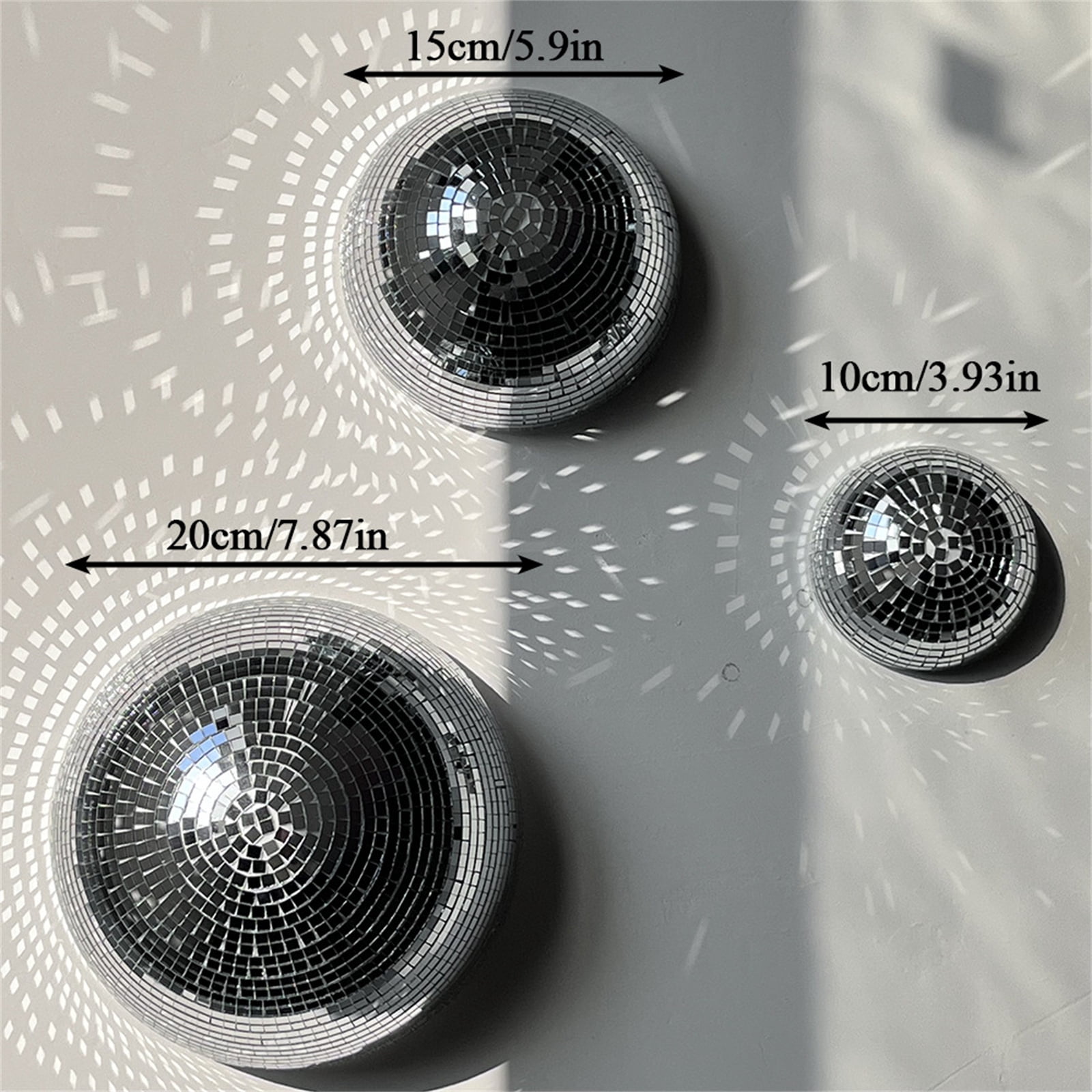 Cosfyte Mirror Disco Ball Wall Decor, Reflective Half Sphere Art for Party and Home (Silver, 3-Piece Set: 4 in, 6 in, 8 in) 6o8vh