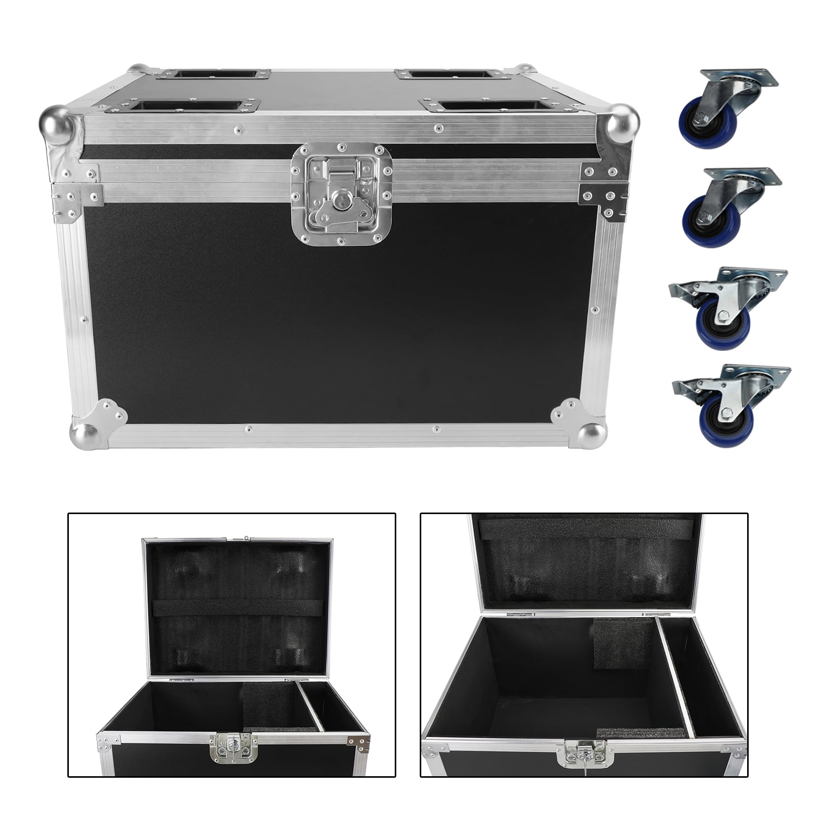 VIPQV Flight Case for DJ Stage Effect Equipment, Heavy-Duty Protective Road Case with Wheels (25.6 x 18.5 x 15.7 in) ewj53