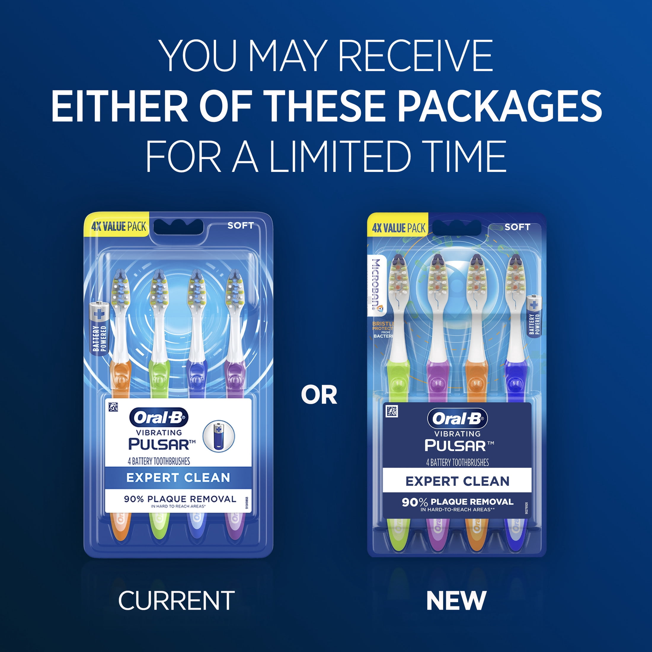 Oral-B Pulsar Expert Clean Battery Powered Toothbrush, Soft Bristles (4 Count) p914c