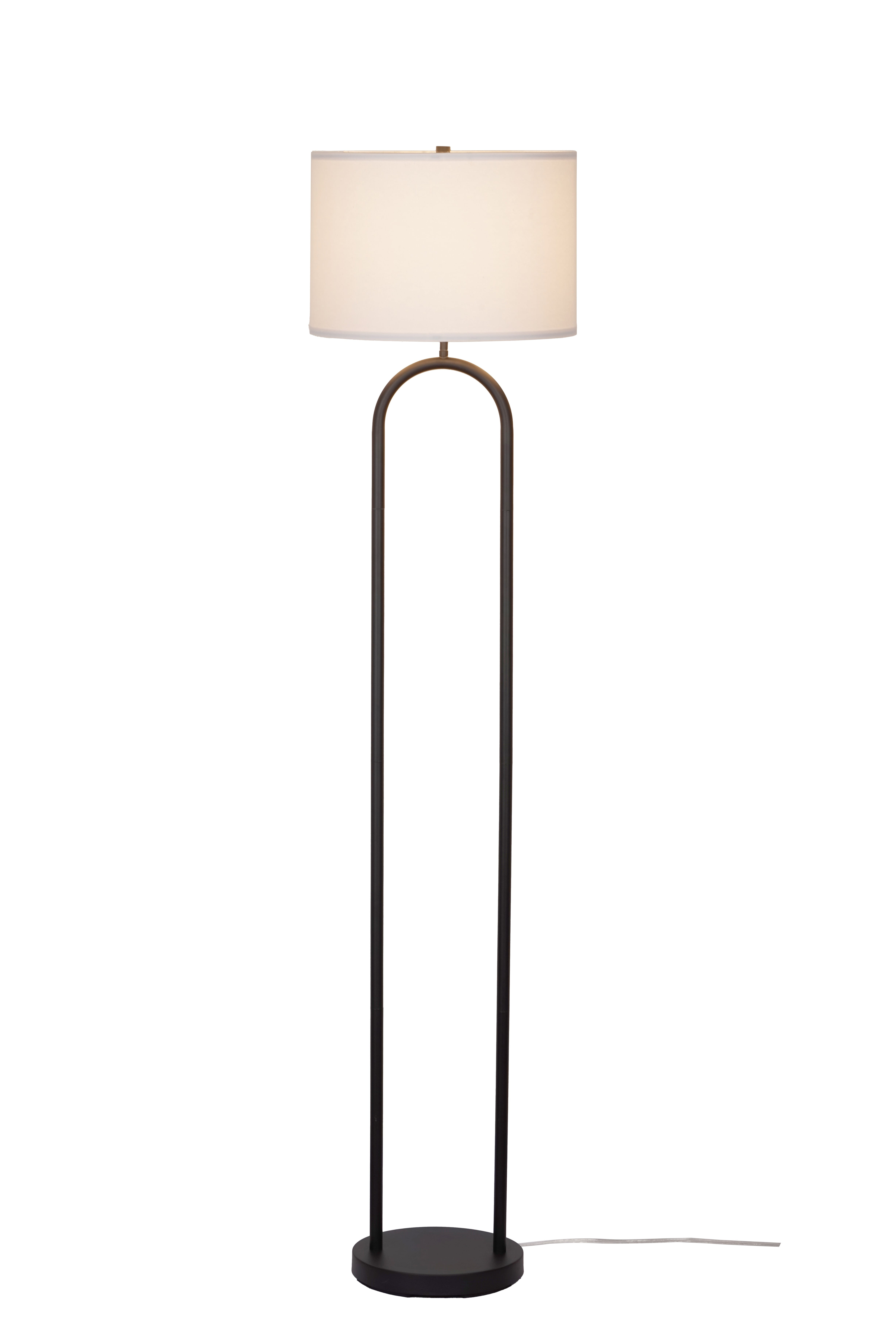 Mainstays Dual Pole Arch Metal Floor Lamp with Fabric Drum Shade (Black, 64 in) cbgb1