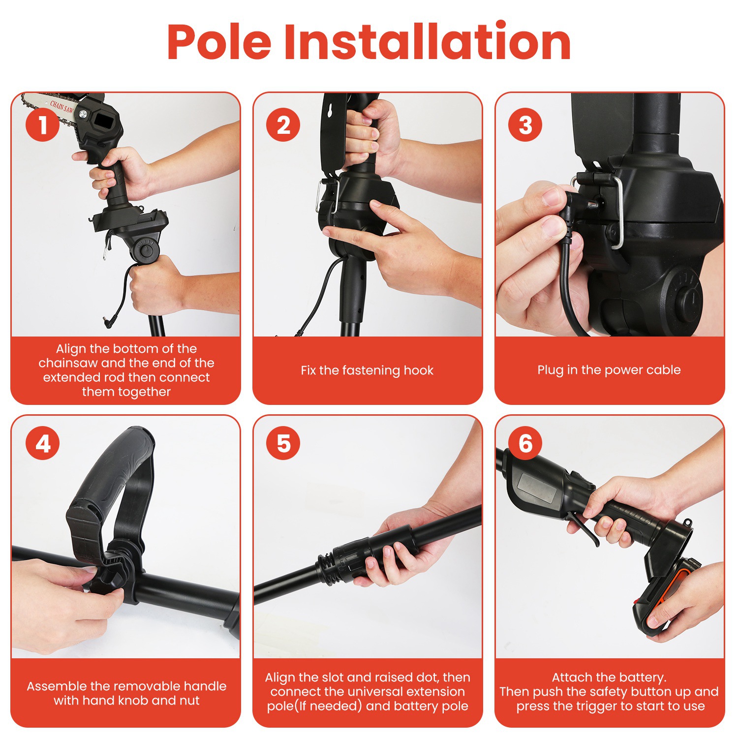 Imountek 3-in-1 Cordless Electric Pole Saw and Grass Trimmer Kit (Black, 75 in) wrdsm