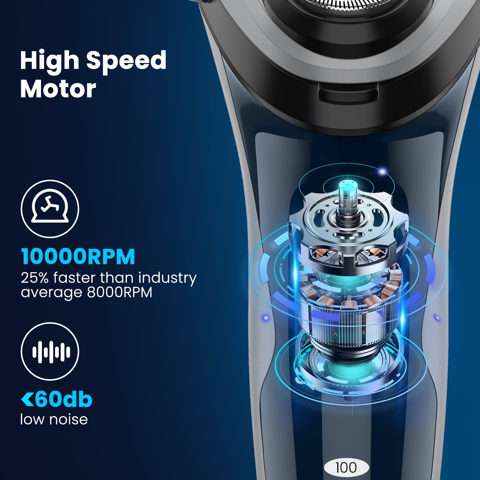 SweetLF Electric Shaver for Men, 3D Rotary Cordless Rechargeable Razor with Pop-up Trimmer (Blue, 1 Count) 38z9z