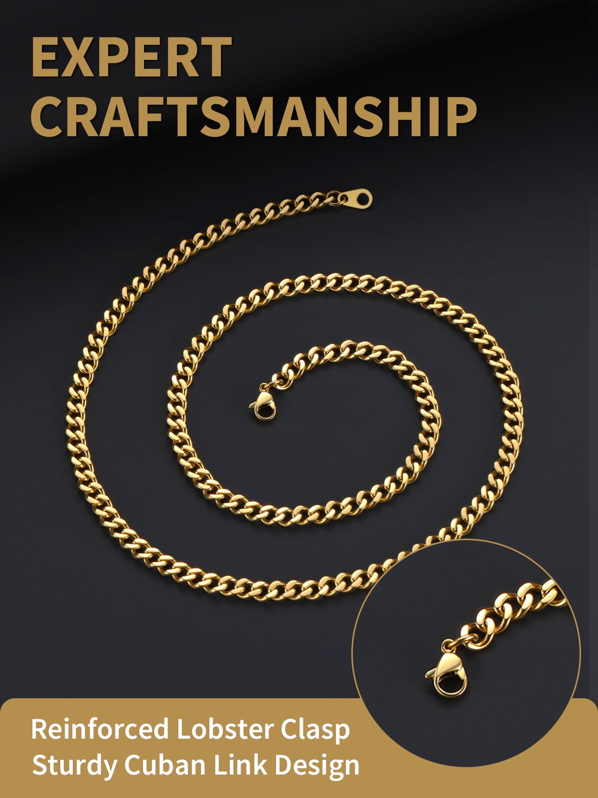 FindChic Cuban Link Chain Necklace for Men and Women (Gold, 14 in) zrgz0