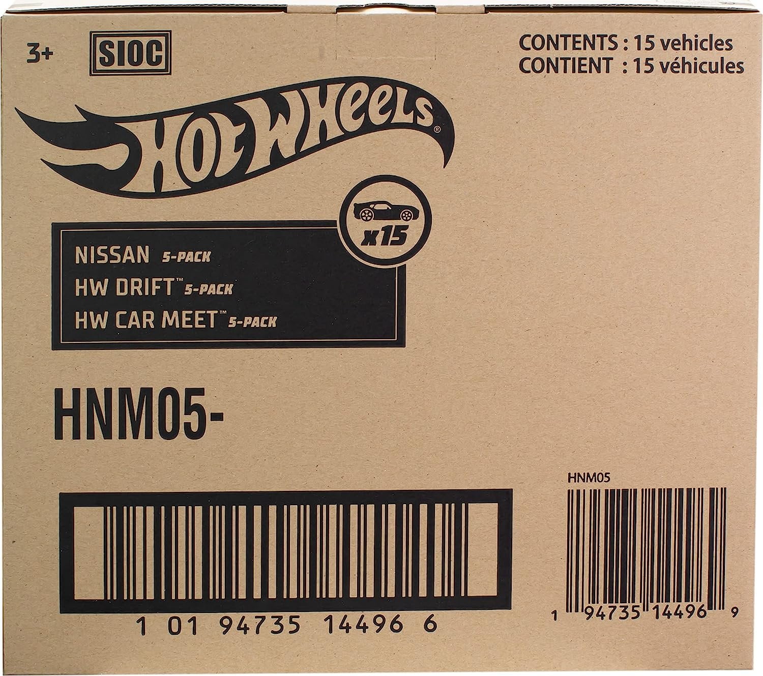 Hot Wheels 15-Car Die-Cast Vehicle Collection (3 Themed 5-Pack Bundles, 1:64 Scale) sn09i