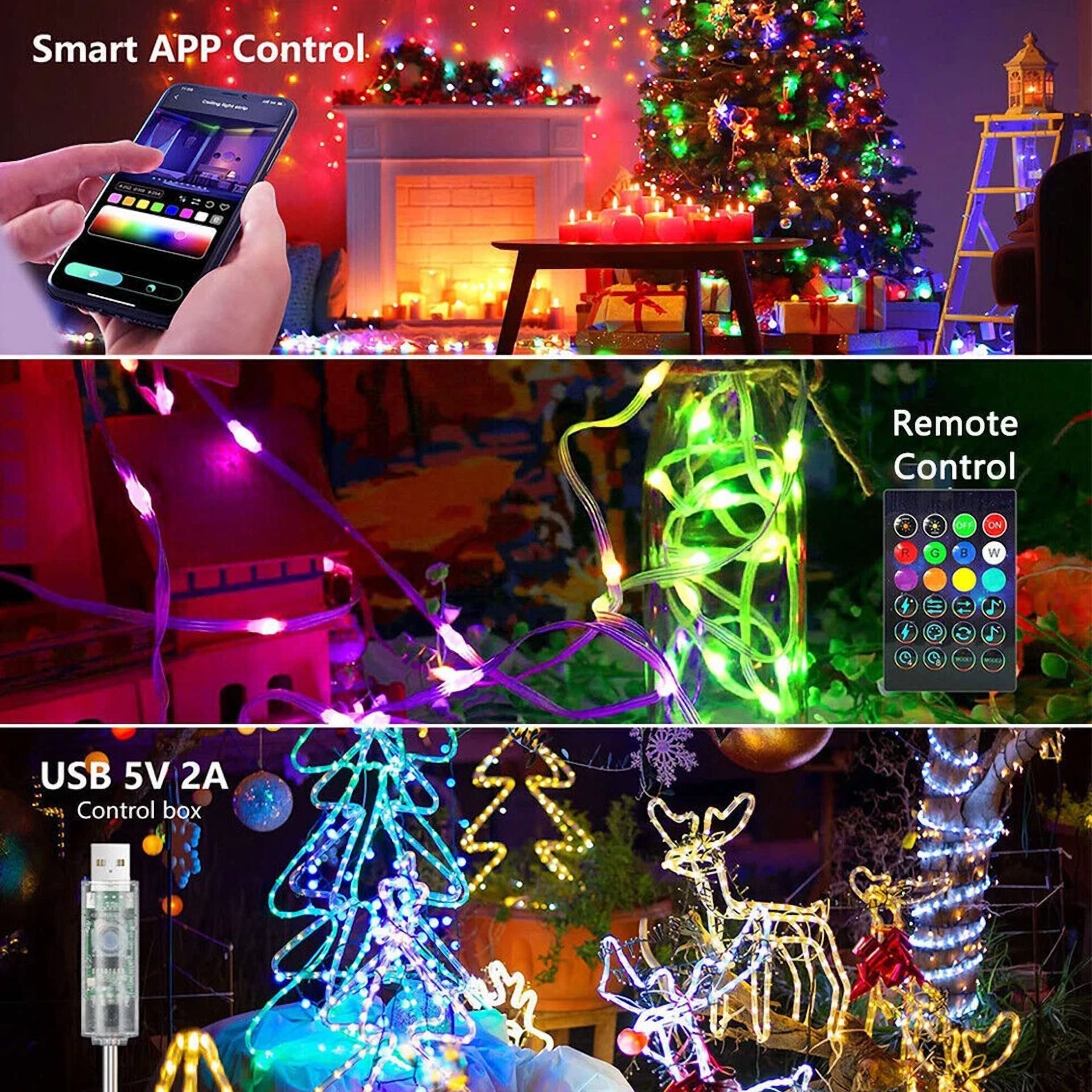 VAULT LED Strip String Fairy Lights Remote Control Color Changing RGB (Multi-Color, 33 ft) 4ebcf