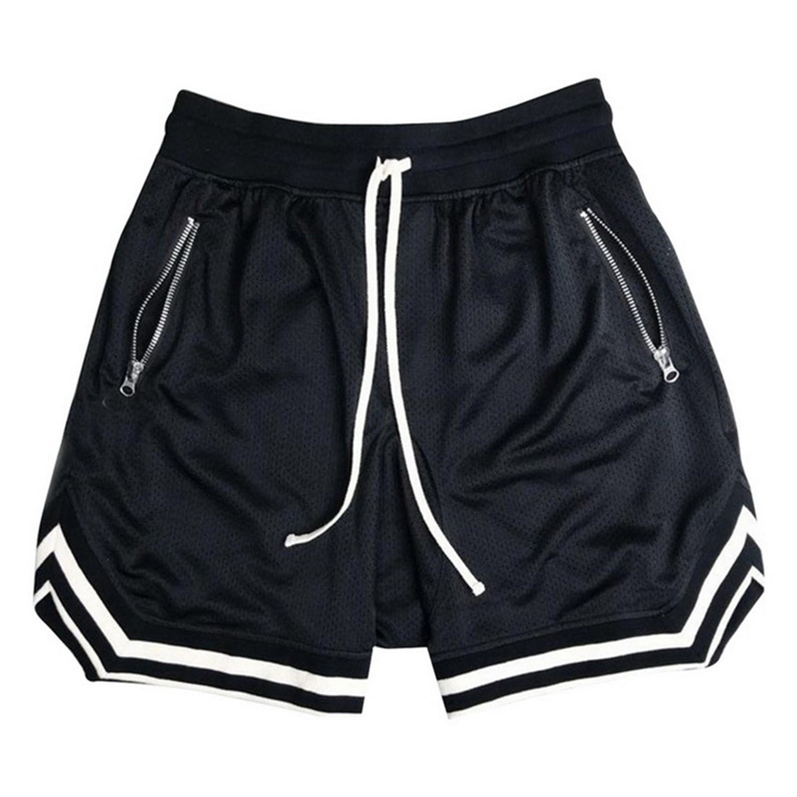 BiZtdJrK Mens Gym Shorts Breathable Mesh Workout Running Shorts with Zip Pockets (Black, XXXXL) t3flp