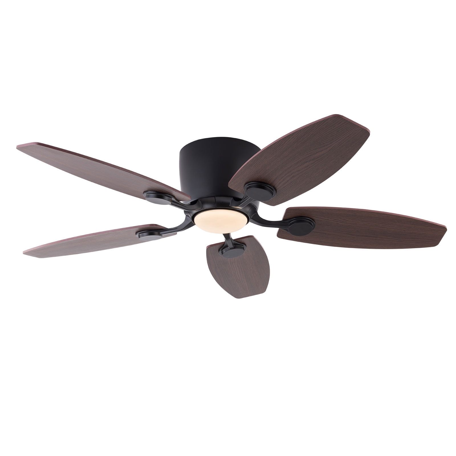 TOOL1SHOoo 42 in Farmhouse Flush Mount Reversible Ceiling Fan with LED Light and Remote Control (Brown, 42 in) gox3c
