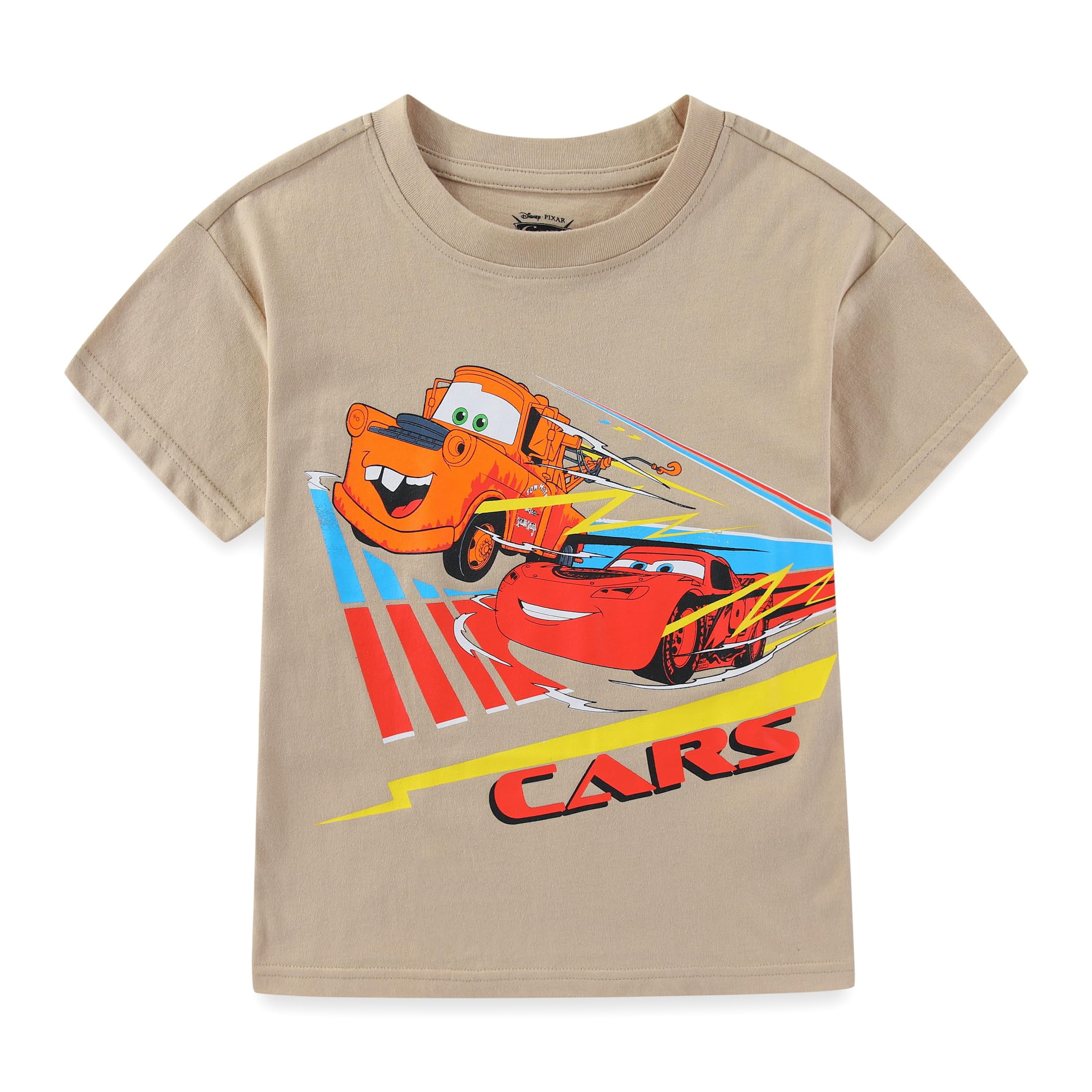 Disney Cars Lightning McQueen Graphic T-Shirt and Mesh Shorts Set (Boys, Brown, 2T-7) rby82