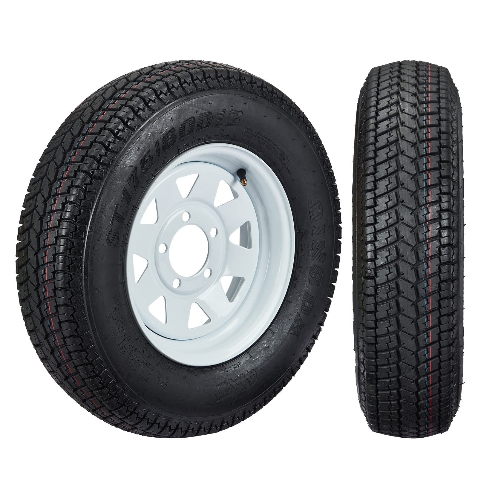 Maritcute ST175/80D13 Trailer Tires and Rims Set (White, 13 in, 2 Pack) ot4xd