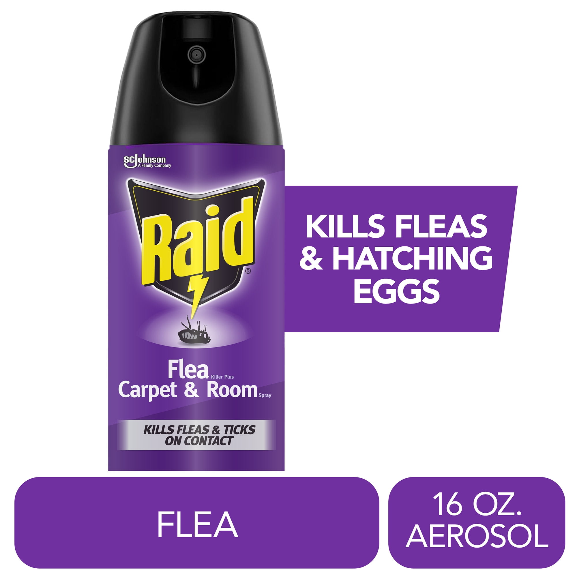 Raid Flea Killer Carpet and Room Spray, Contact Insecticide for Fleas and Ticks (16 oz) d0afh