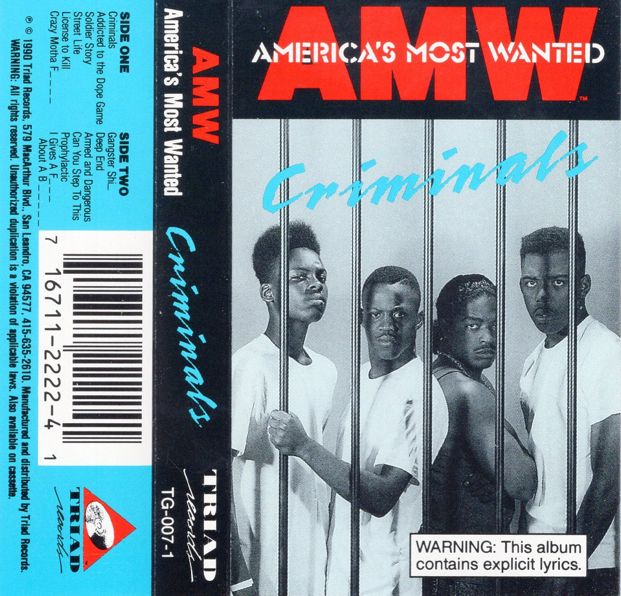 Triad Records America's Most Wanted – Criminals (Cassette, 4.25 in x 2.75 in) sk1k4