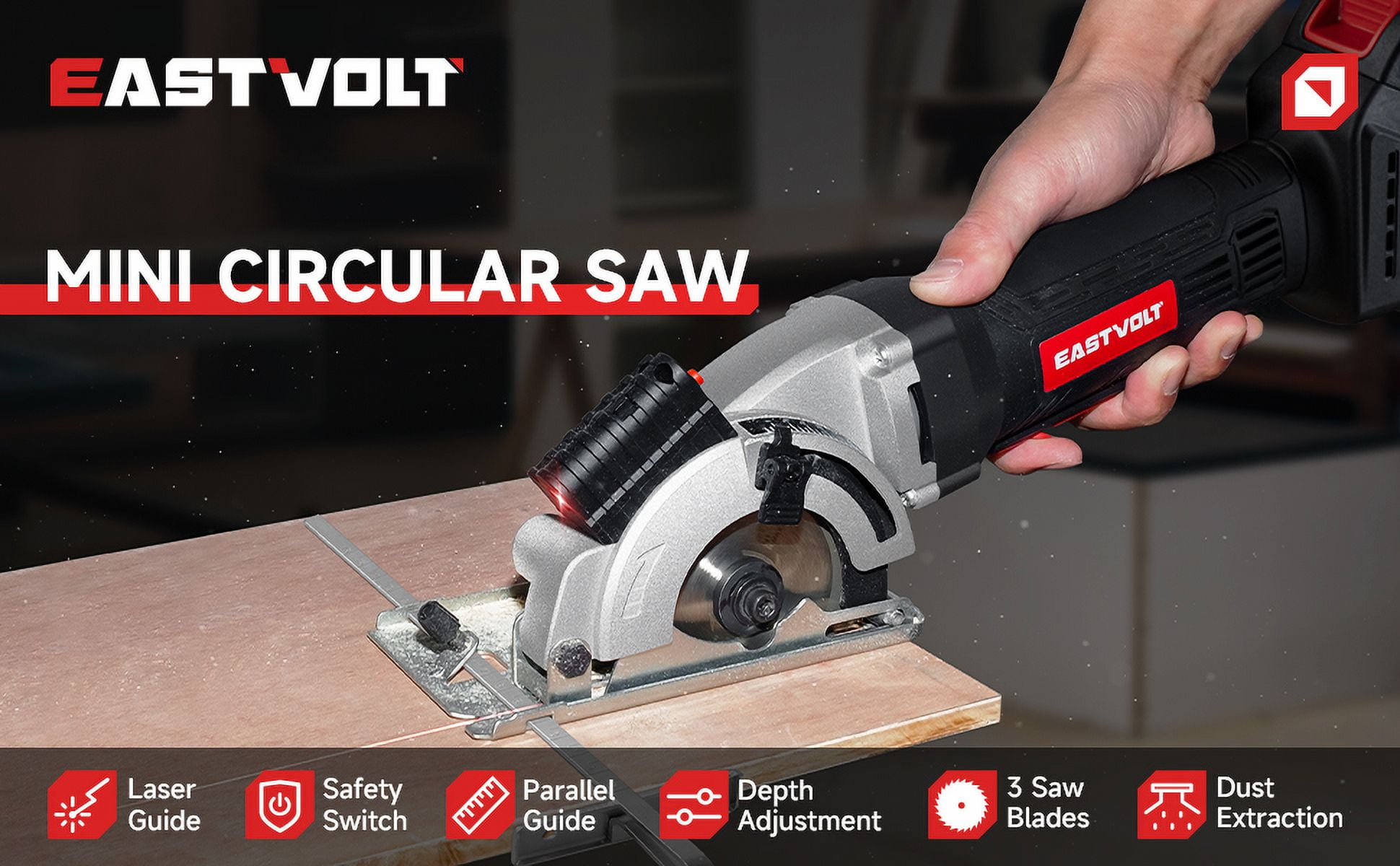 Eastvolt 20V Cordless Circular Saw, Compact Power Tool for Wood and Tile (3.37 in, 4500 RPM) gl1hn