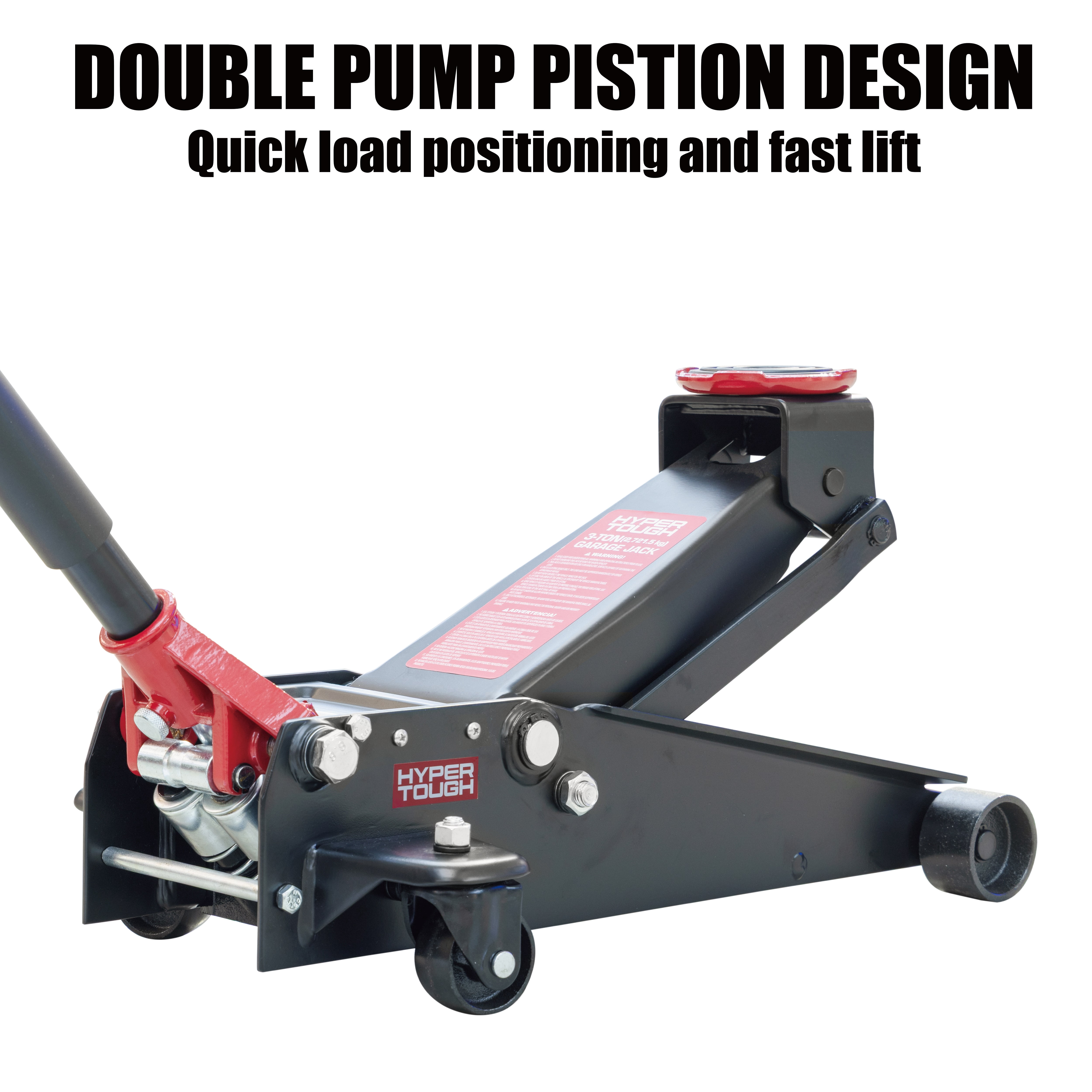 Hyper Tough 3 Ton Dual Pump Floor Jack for Cars, Trucks, and SUVs (5.125 in to 18.31 in) wxkmu