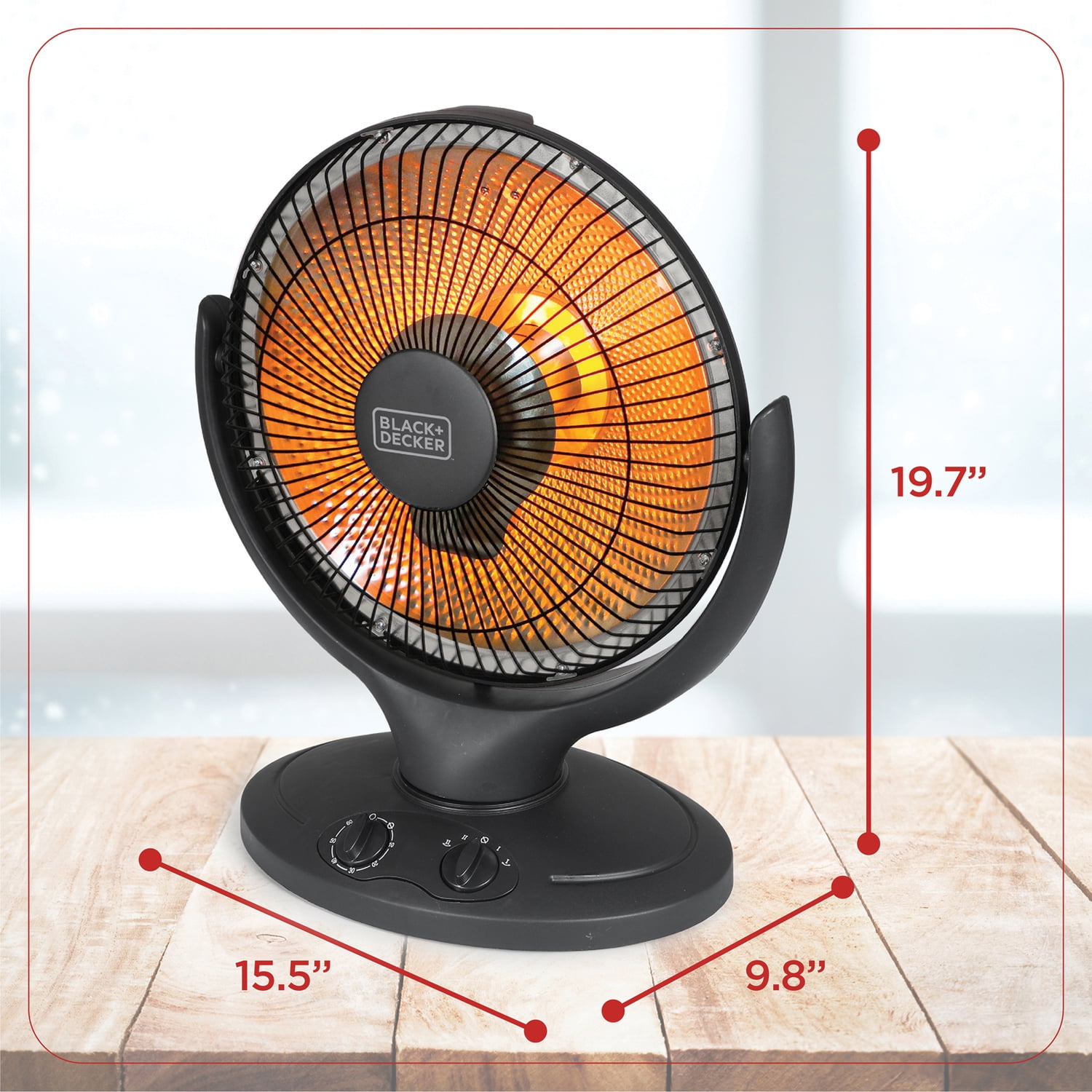 BLACK+DECKER Oscillating Radiant Dish Ceramic Heater (Black, 14 in) ywiil
